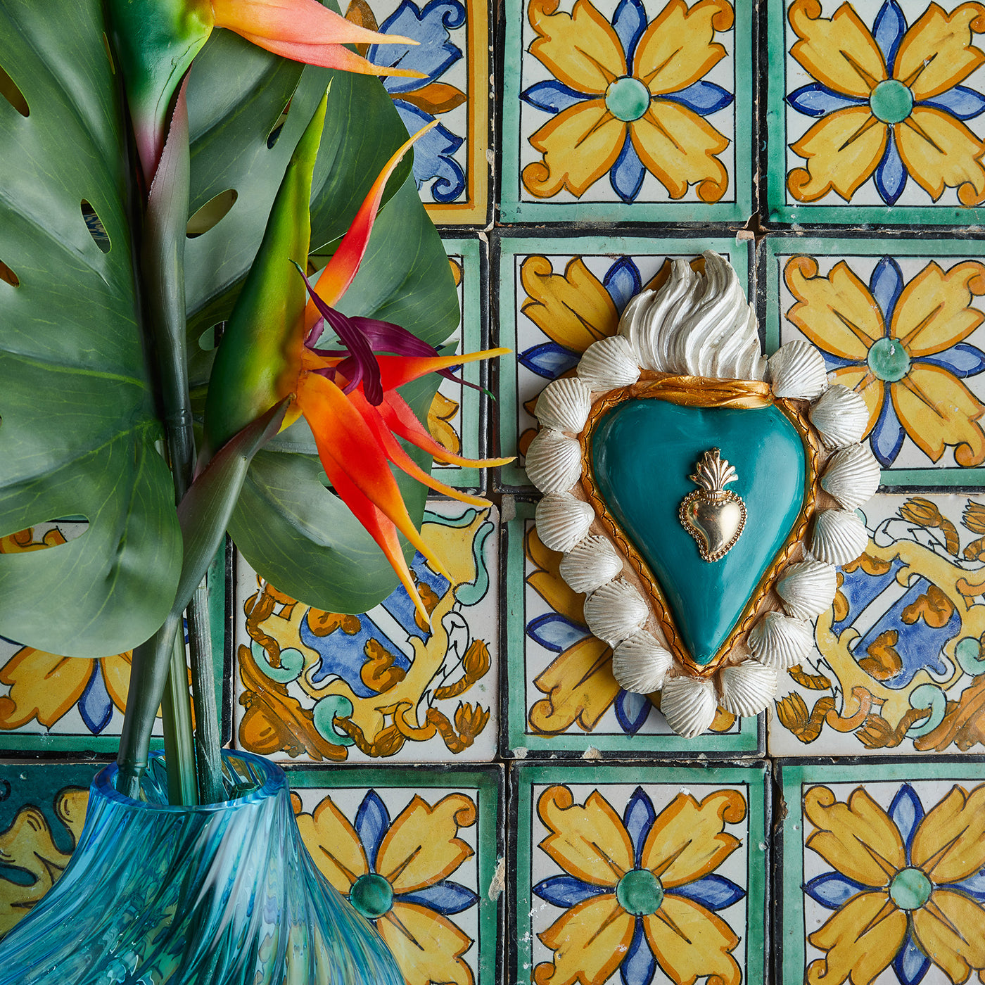 SUMMER CALLING WHITE AND TURQUOISE CERAMIC HEART - Alternative view 5
