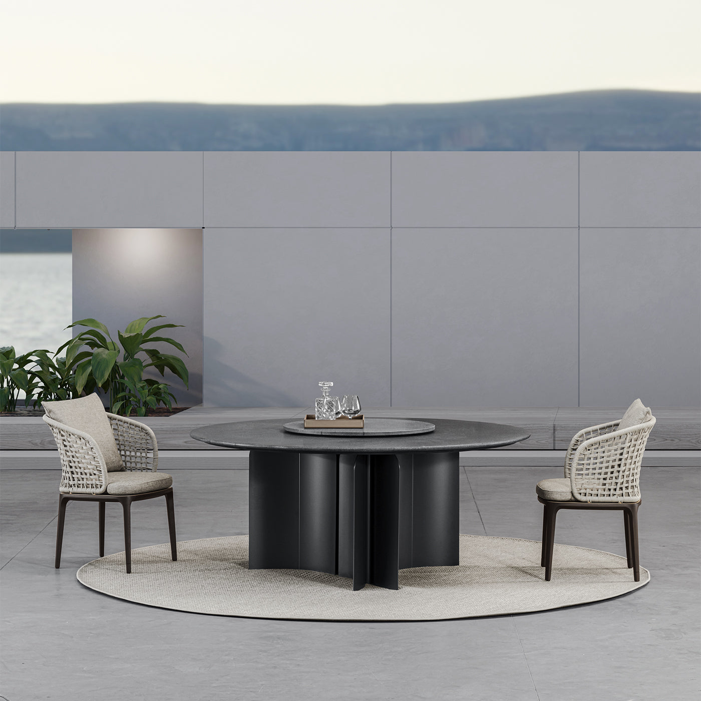 Bolgheri Round Stone Outdoor Dining Table - Alternative view 3