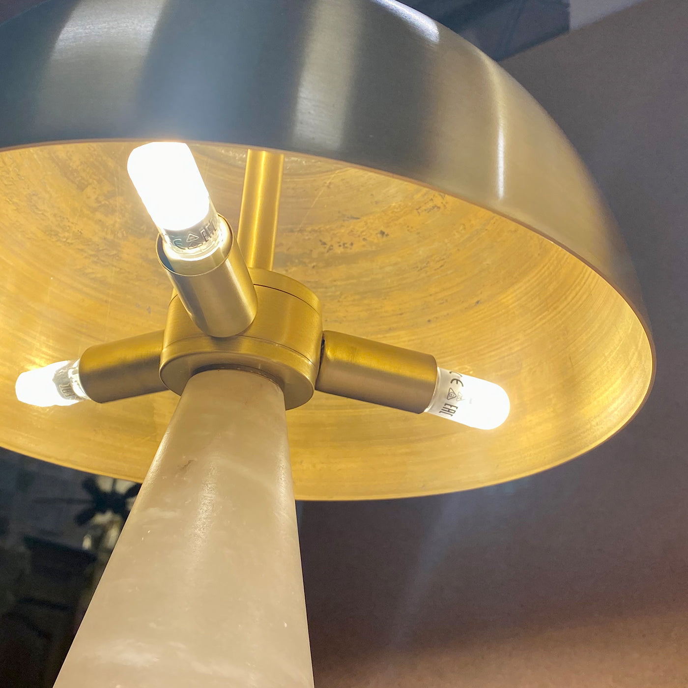 "Funghetto" Table Lamp in Satin Brass B - Alternative view 2