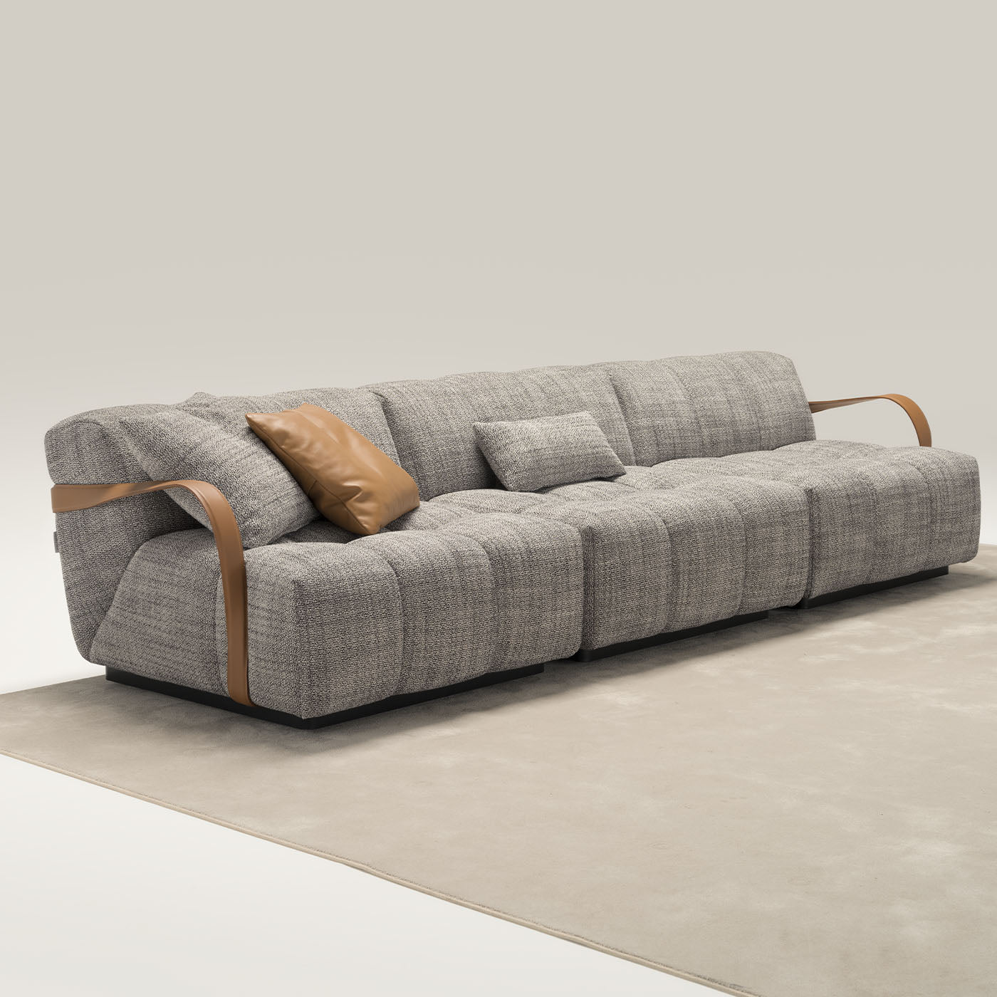 Venice Gray Fabric With Brown Leather Details Sofa - Alternative view 2