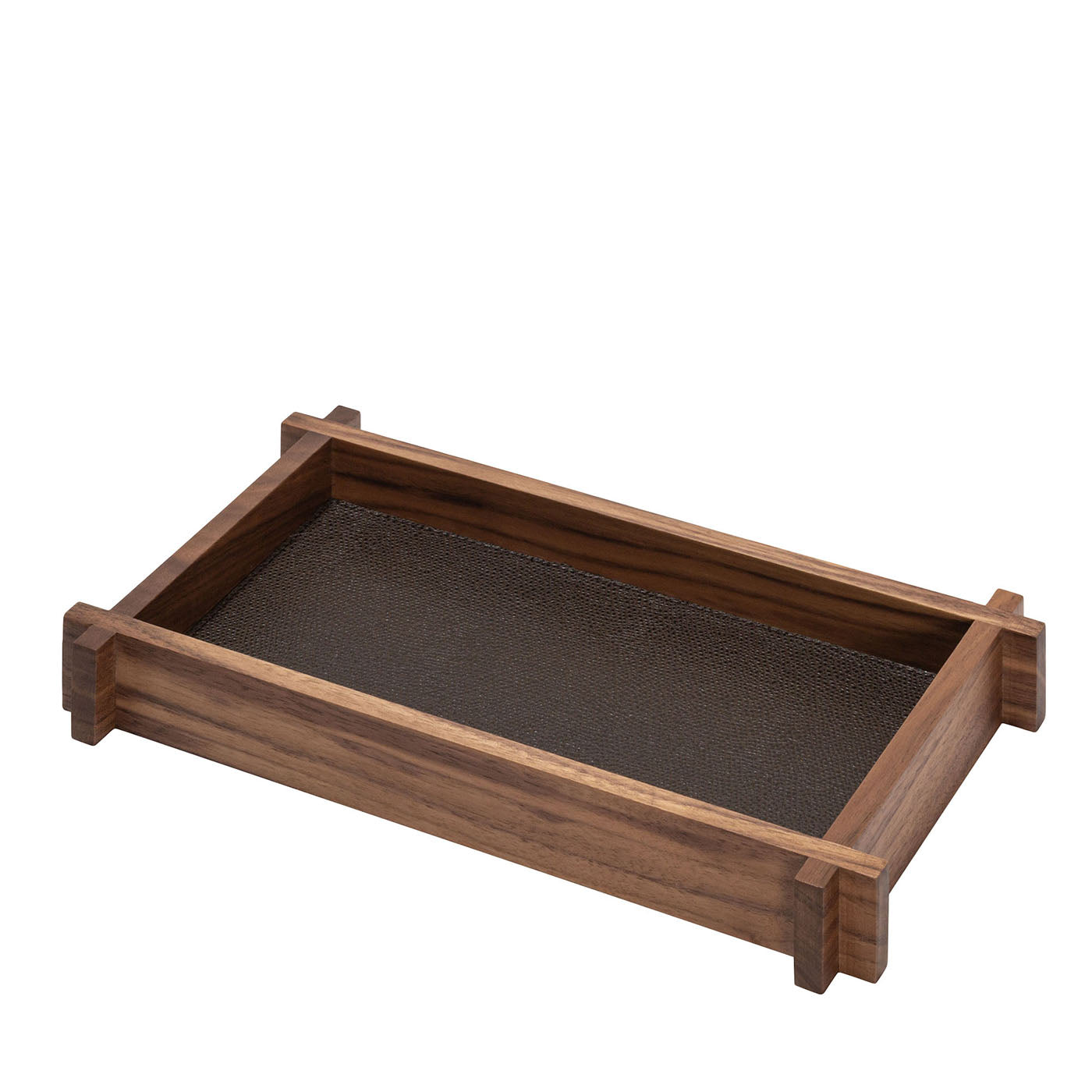 Structura Leather & Wood Dark Brown Small Rectangular Valet Tray - Main view