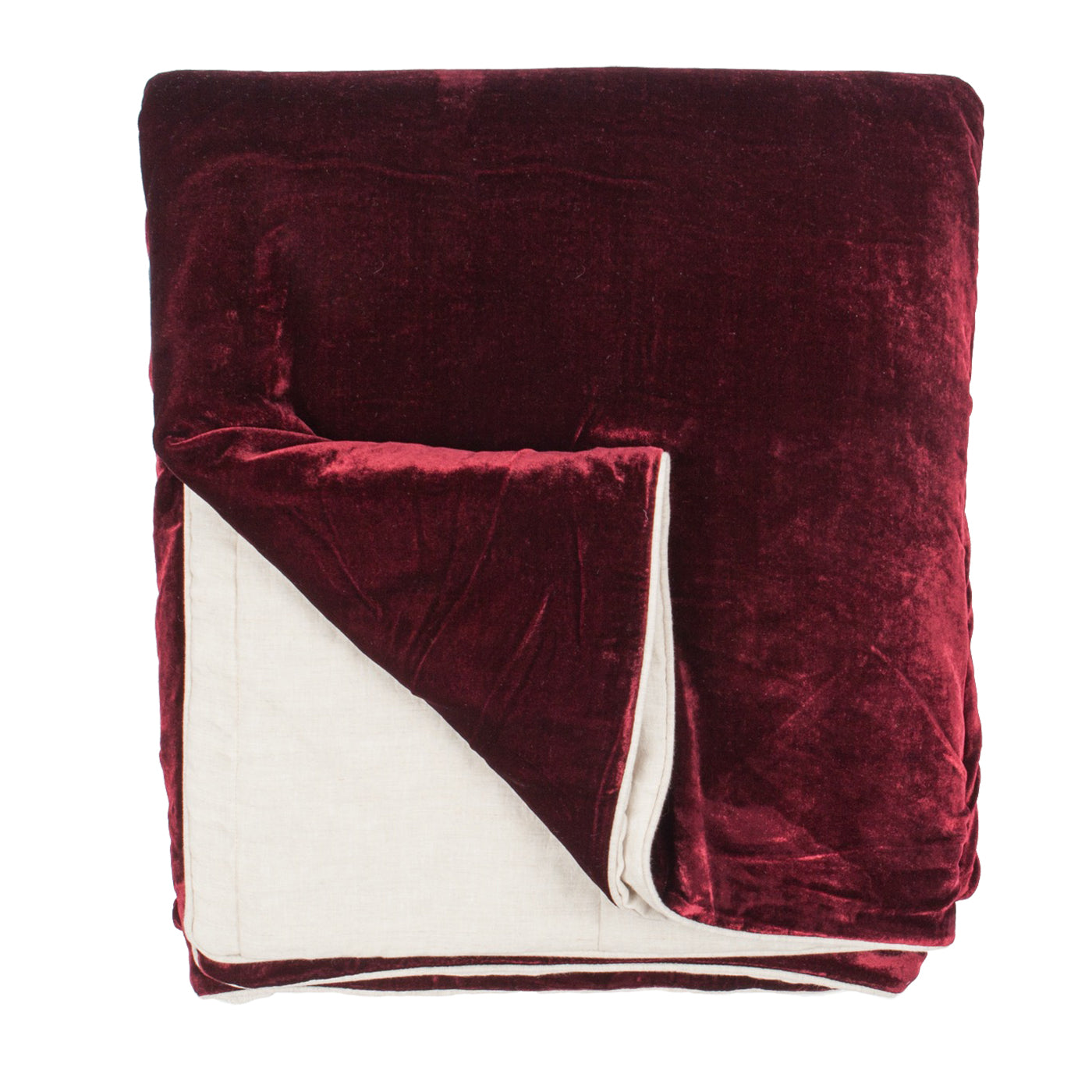 Decke aus rotem Samt und Leinen  - Alternative Ansicht 1