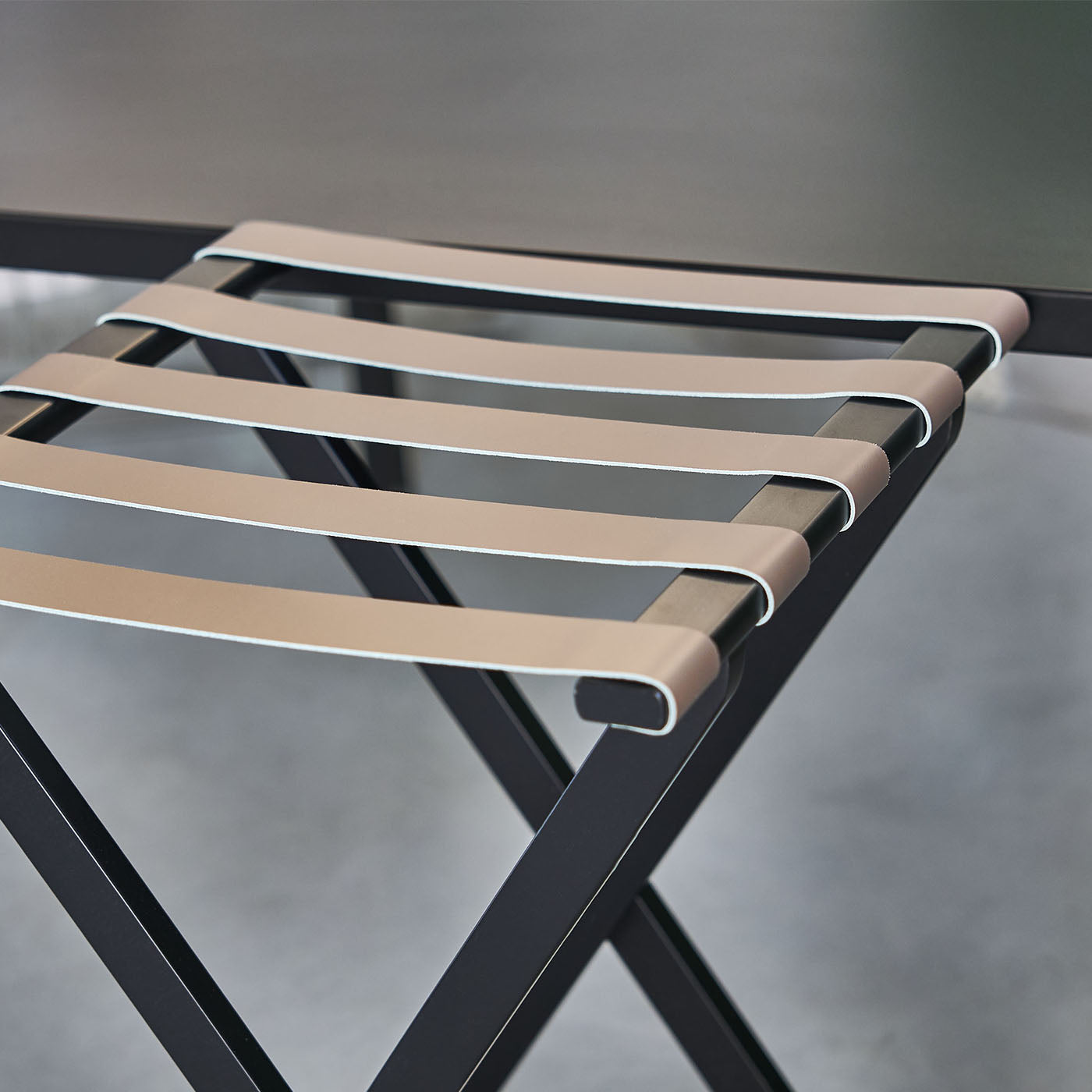 Gueridon Black Wood & Leather Stool - Alternative view 2