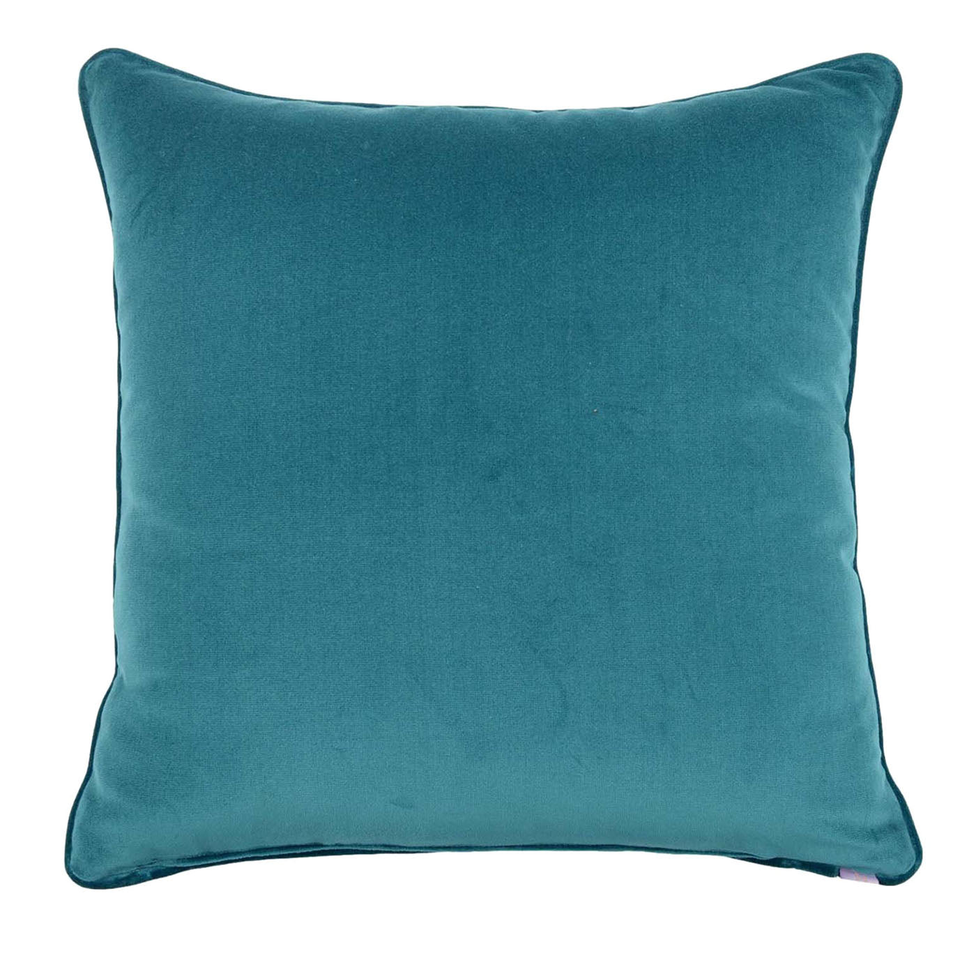Blue-Green Cotton Velvet Carrè Cushion - Main view