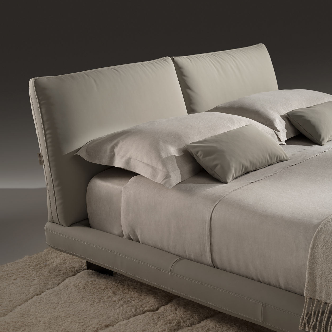 Beverly Beige Leather Bed - Alternative view 5