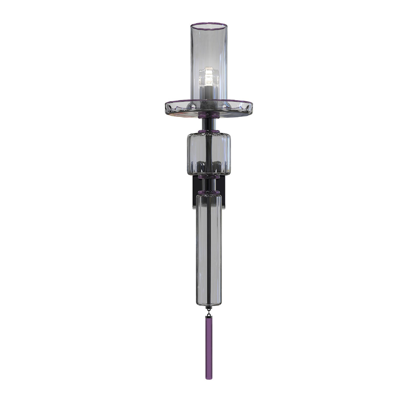 Canaletto Applique murale à 1 lumière en verre de Murano cylindrique gris et violet - Vue principale