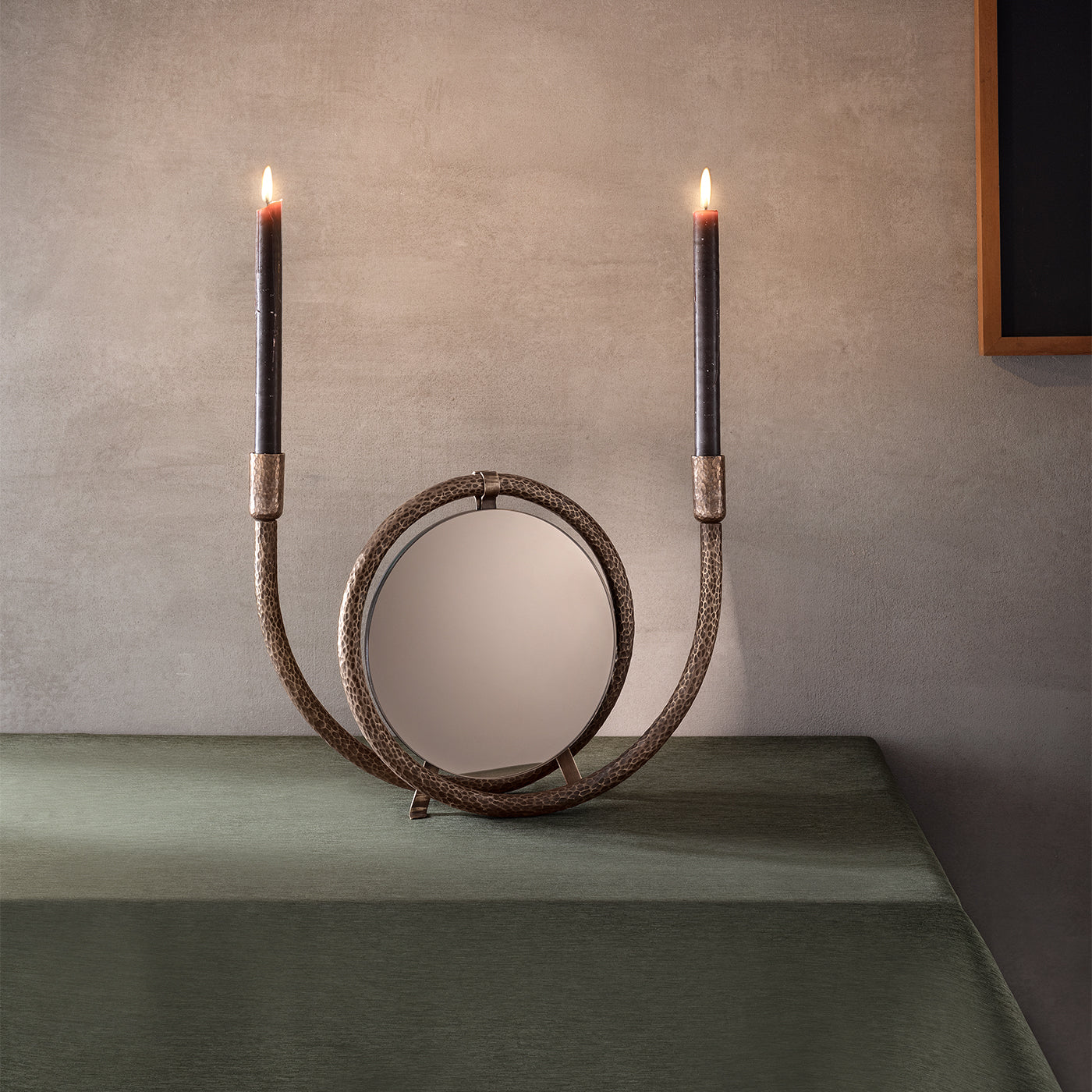 San Marco Mirroring Burnished Hammered Brass Candleholder - Alternative view 2