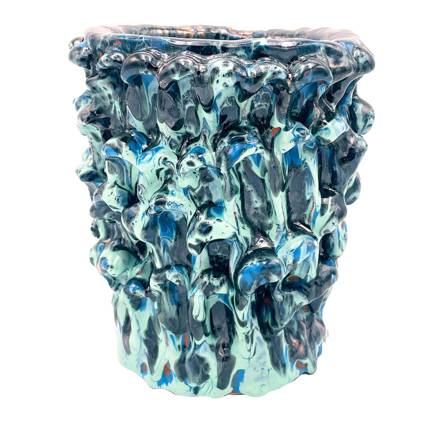 Onda Metallic Tiffany and Turquoise Vase - Main view