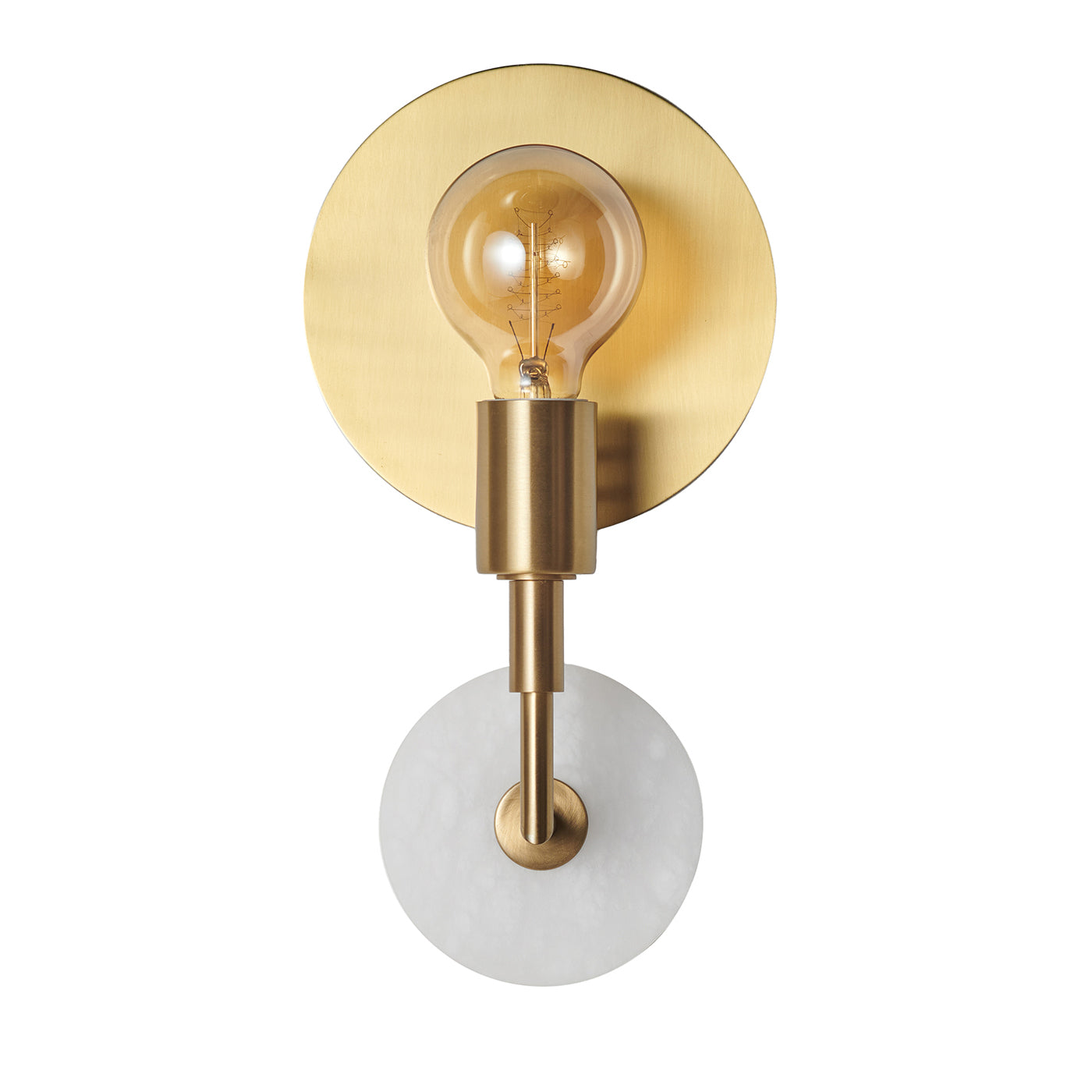 Essential Vanessa Satin Brass and Alabaster Wall Lamp - Main view
