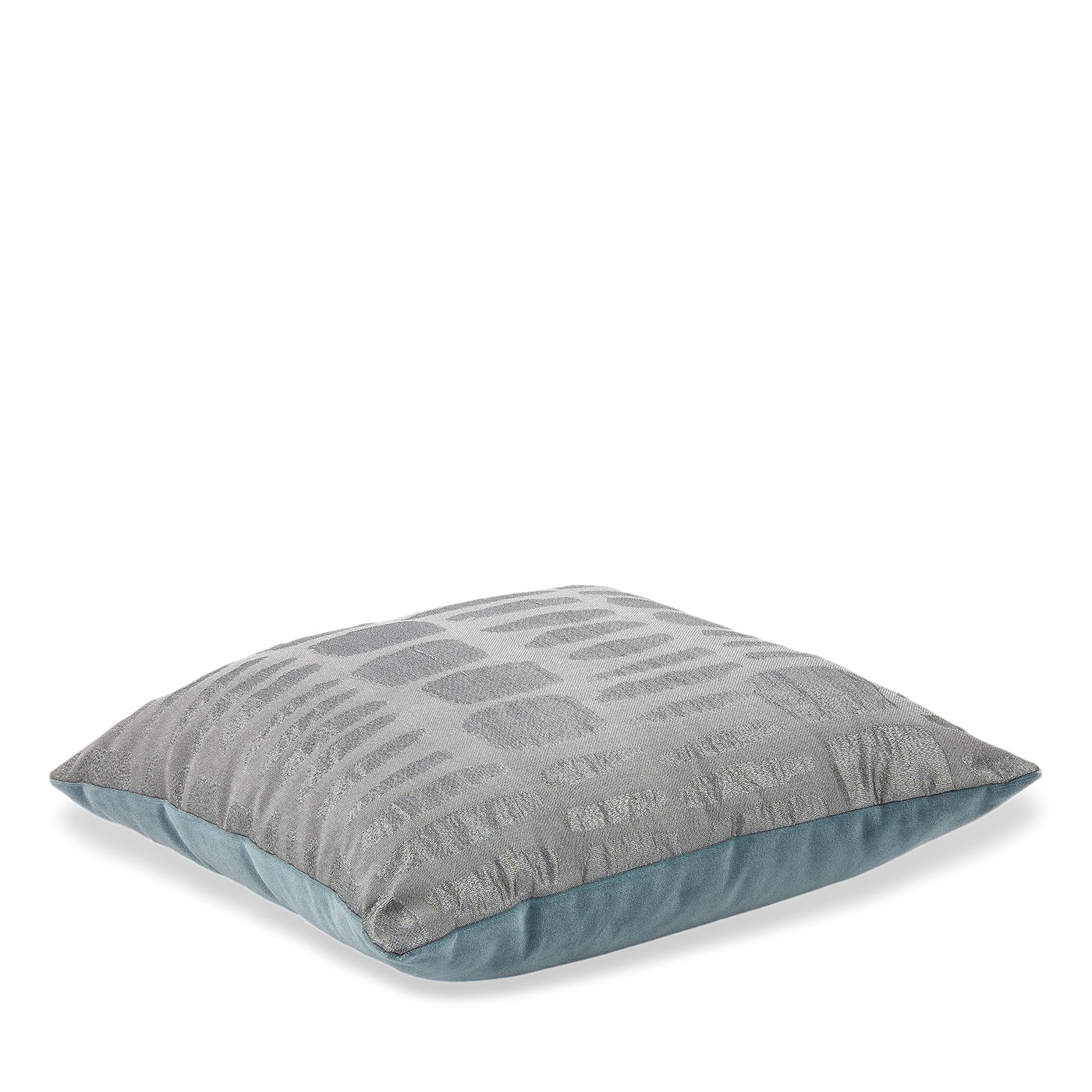 Silver square Carrè Cushion in Dry Stone Jacquard Fabric - Alternative view 2