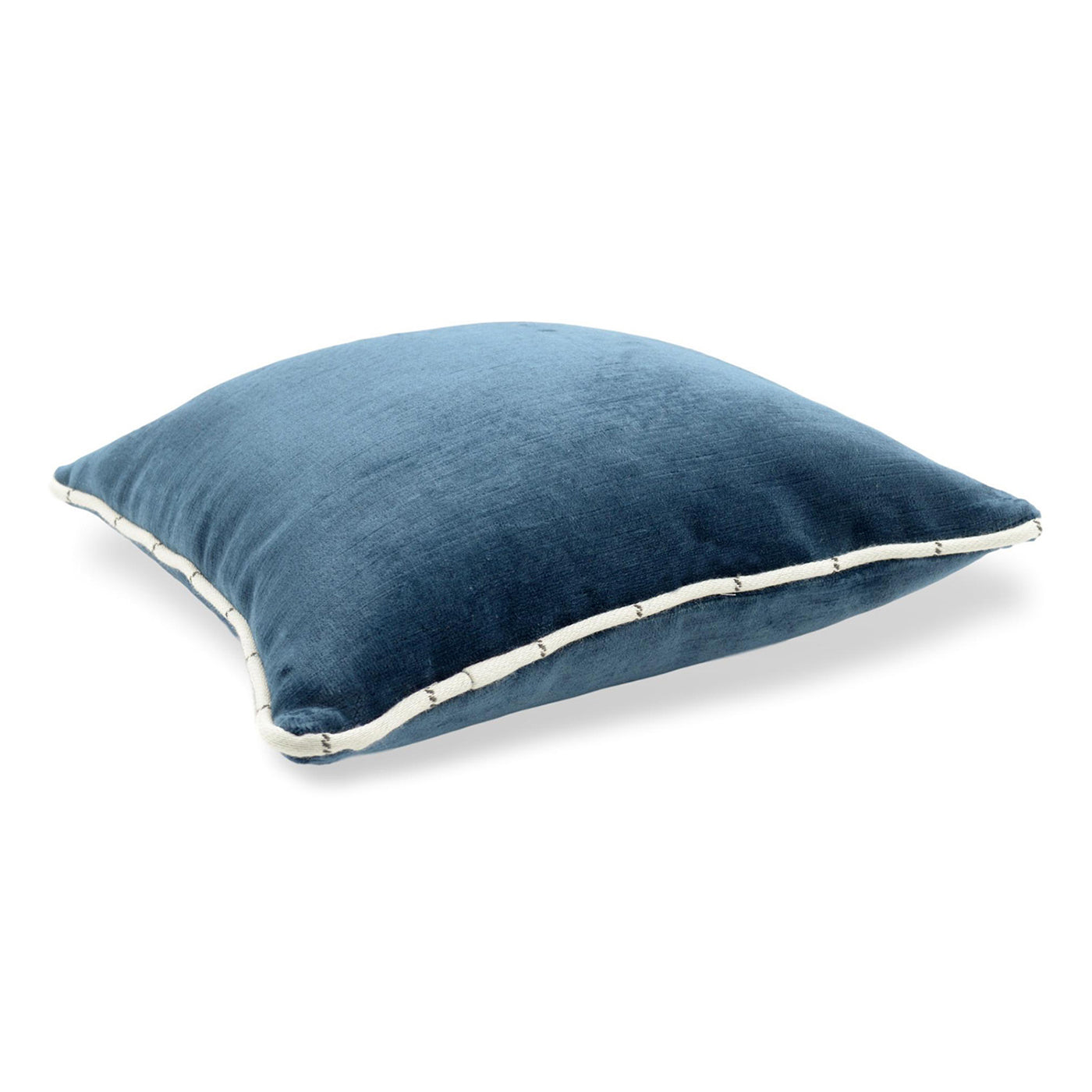 Cuscino in velluto Carré di lino blu e tessuto jacquard - Vista alternativa 1