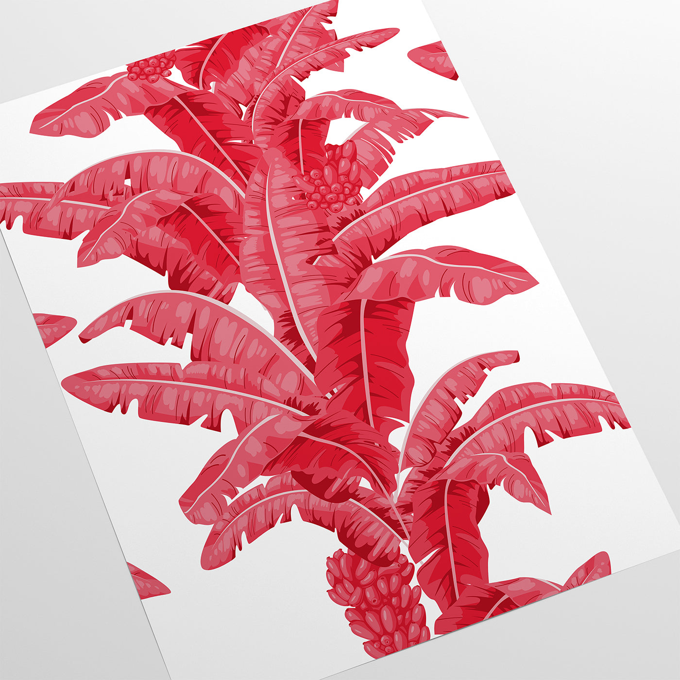 Tropische Palmenblatt-Tapete in Rot und Weiß - Alternative Ansicht 1