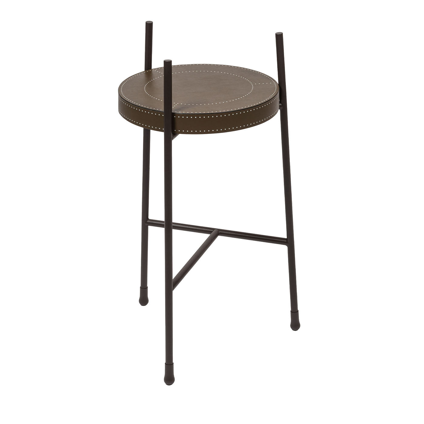 Oblivion Small Brown Leather Side Table - Main view