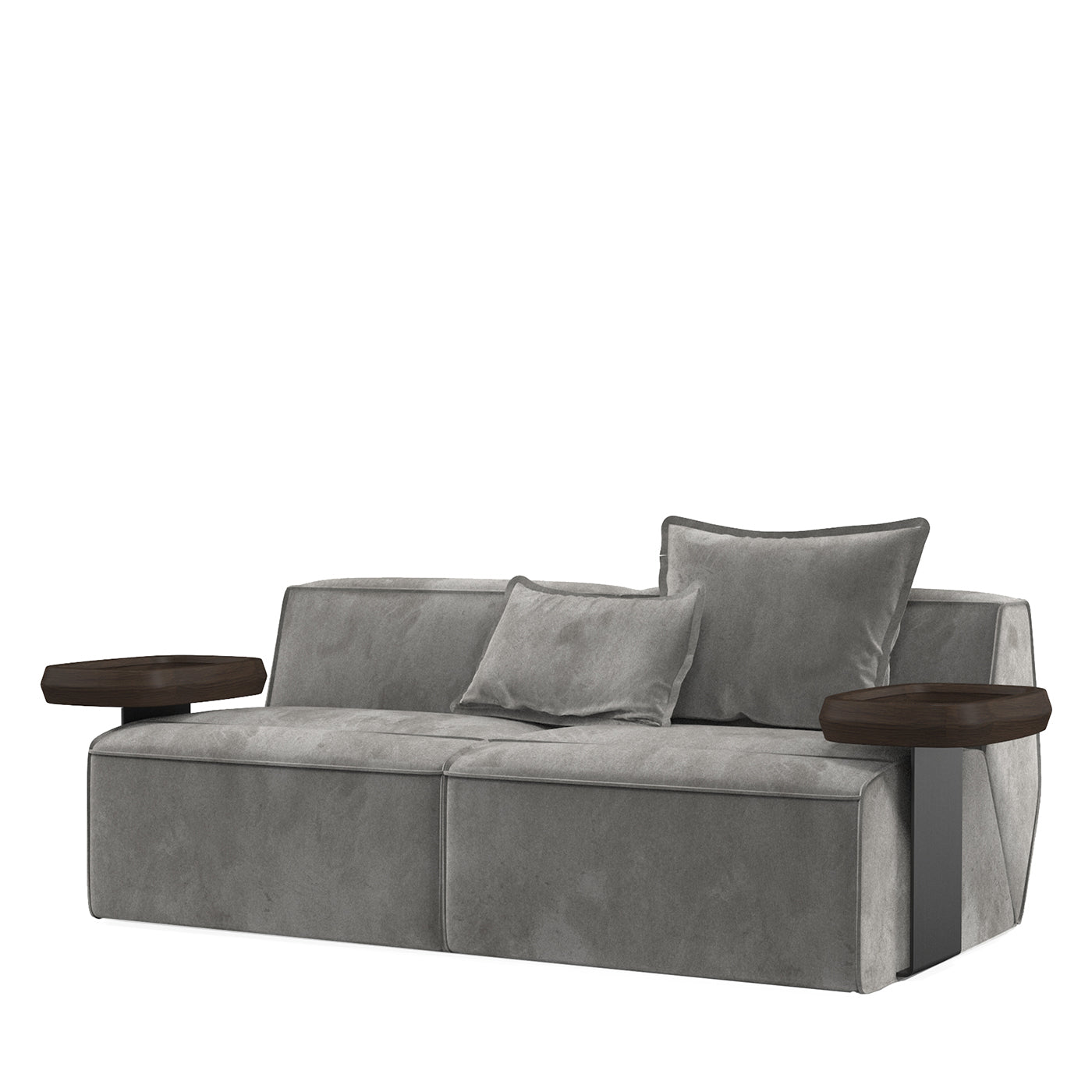 Infinito Kleines graues sofa mit beistelltischen by Lorenza Bozzoli - Hauptansicht