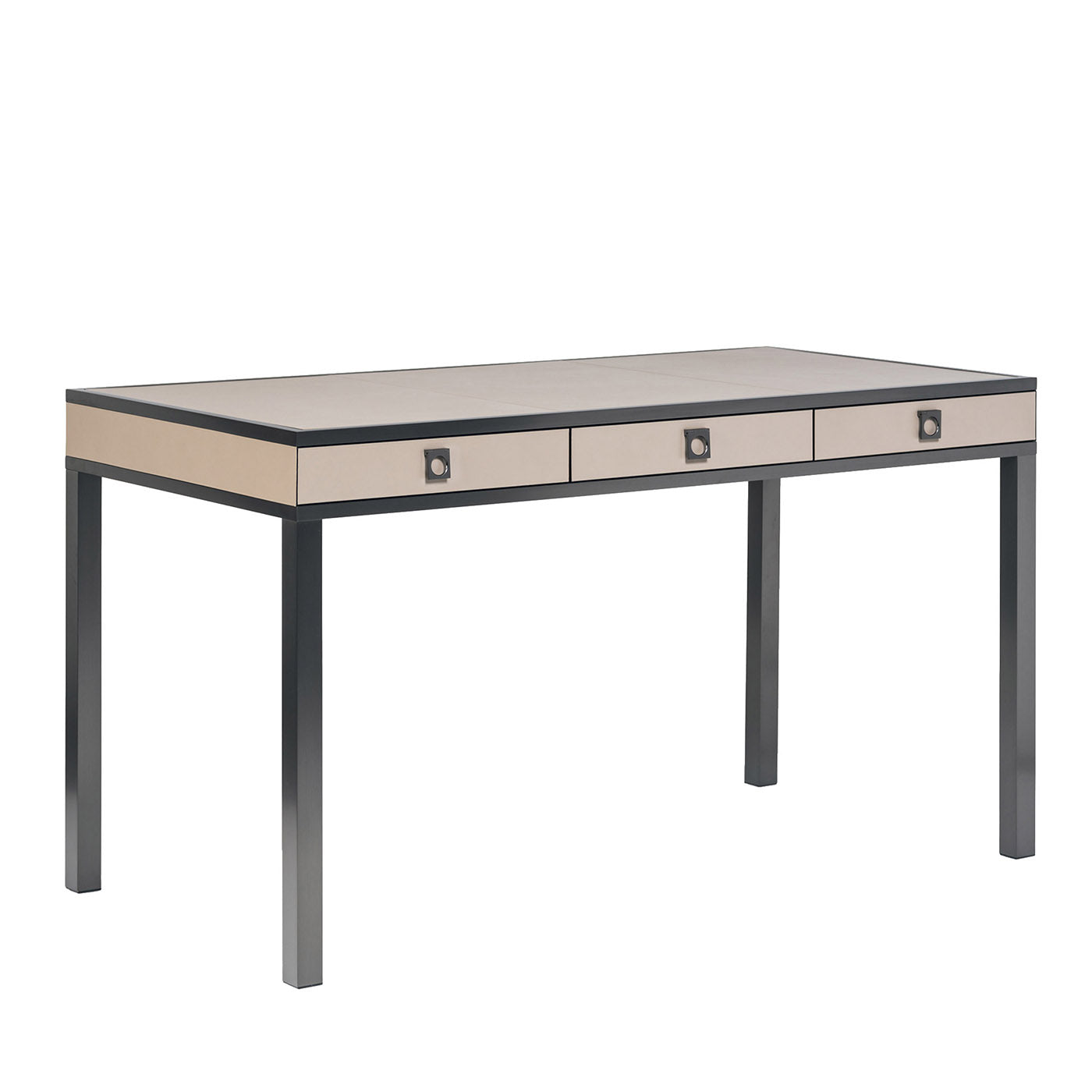 Camilla Desk Dove Grey Leather Armani Casa | Artemest