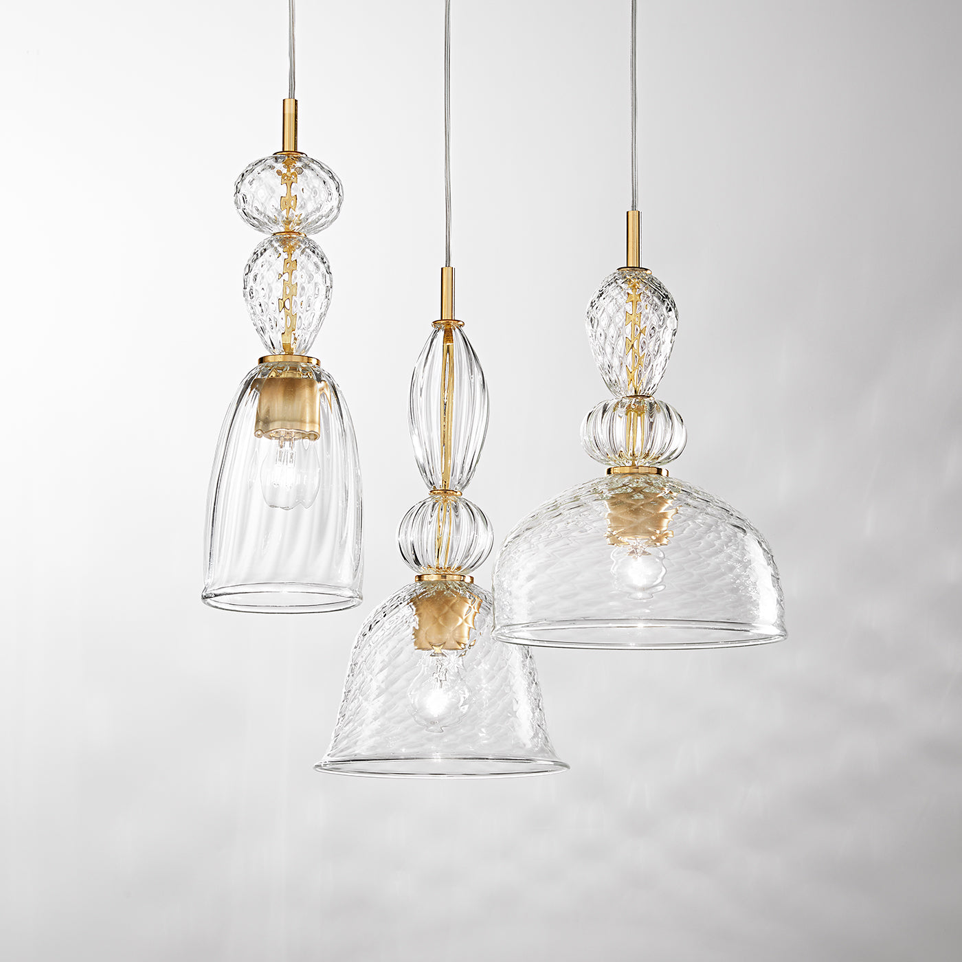 Anita Double-Textured Clear Mouth-Blown Glass Pendant Lamp #3 - Alternative view 1