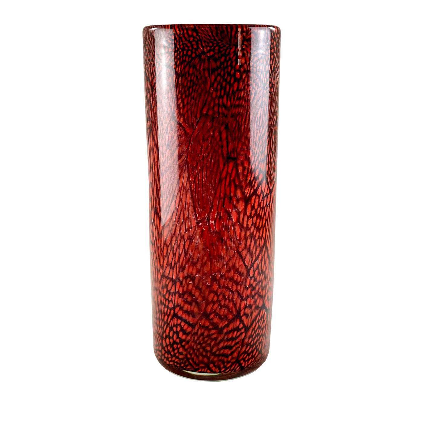Red & White Filigree Murrine Vase - Main view