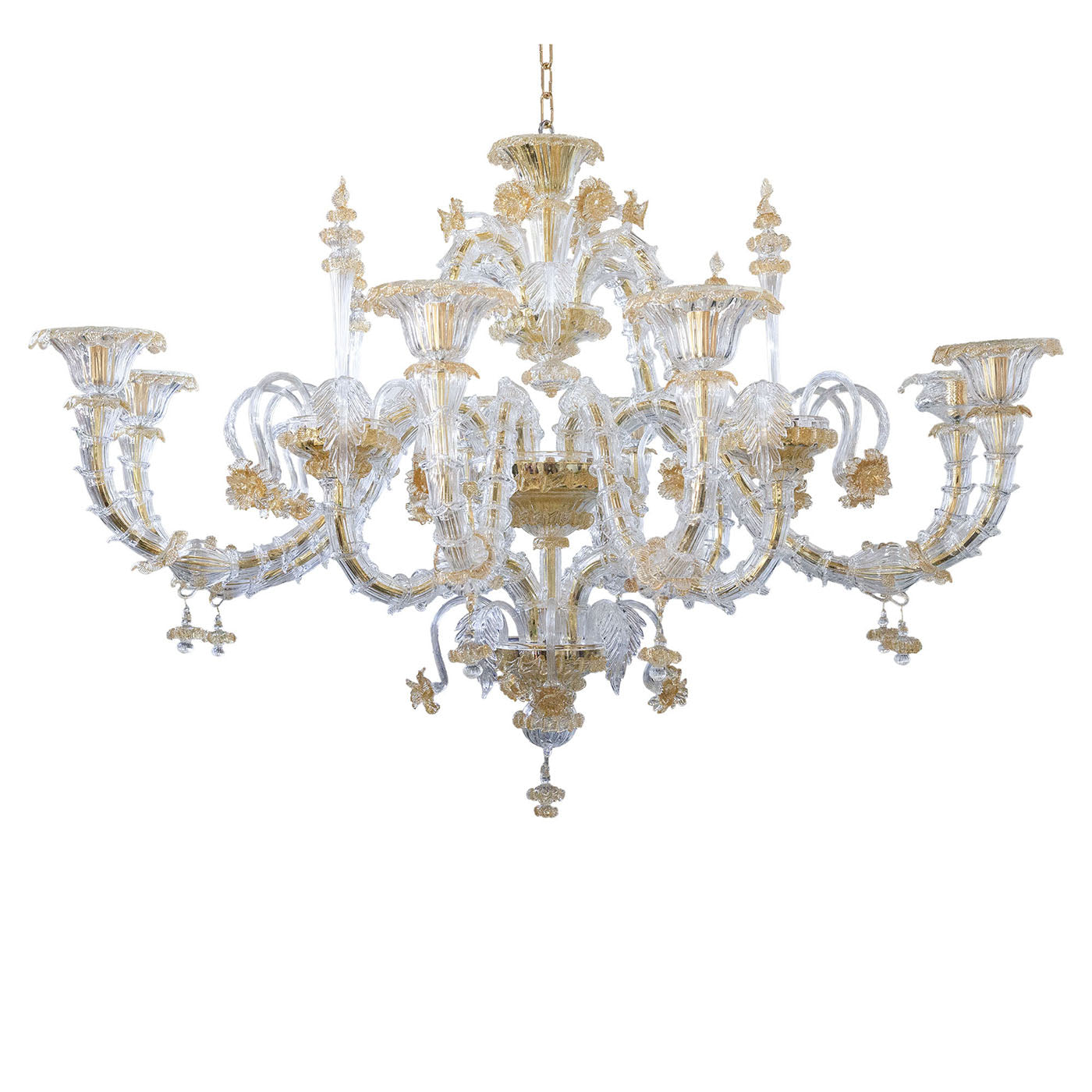 Gaia gold glass chandelier - Main view