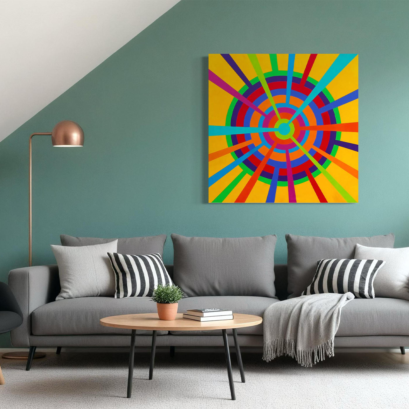 Color Spaces Mandala Polychrome Acrylic Painting on Canvas - Alternative view 4