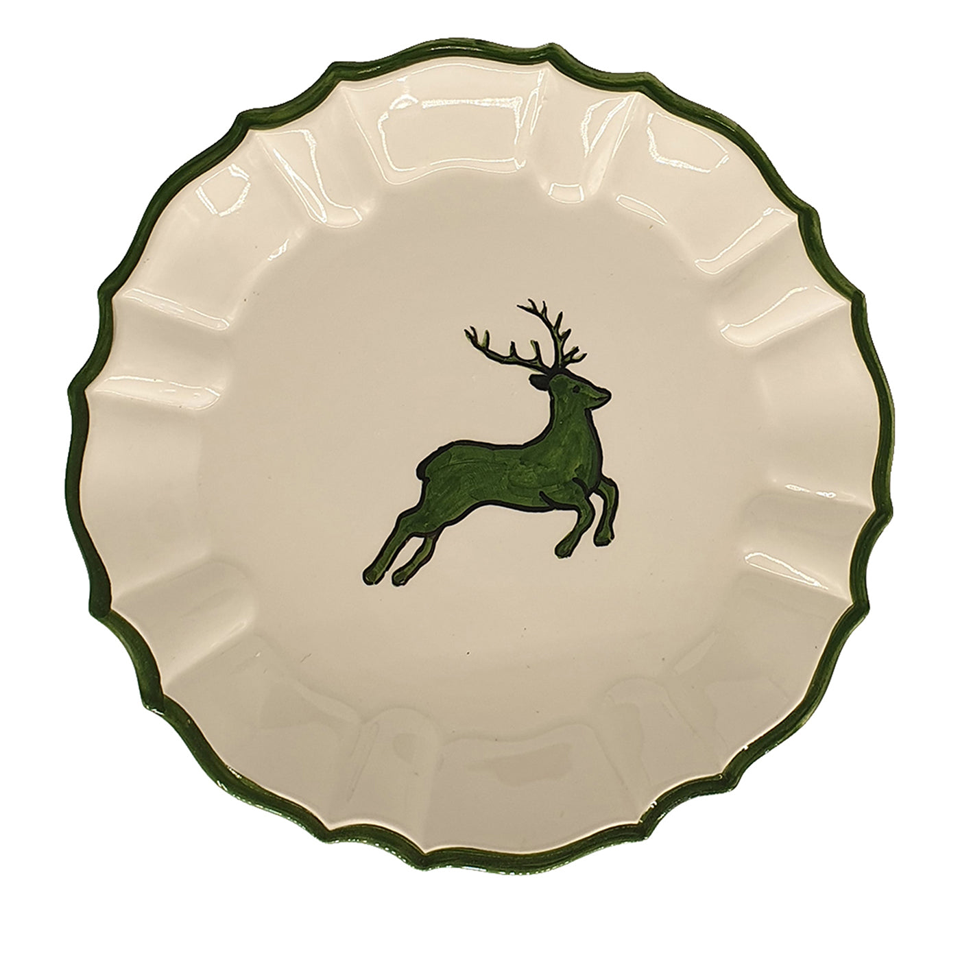 Set of 2 Green Christmas Ceramic Dinner Plates - Main view