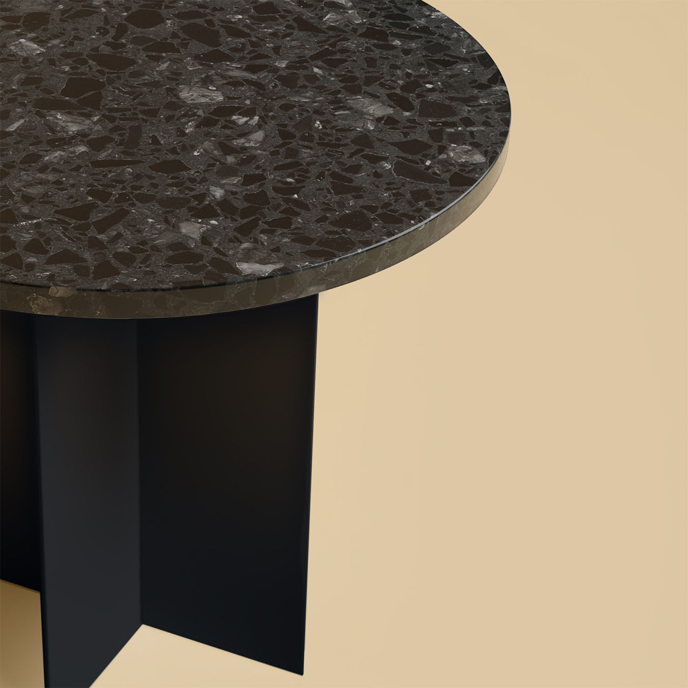 Baker Side Table in Black Terrazzo and Metal - Alternative view 1