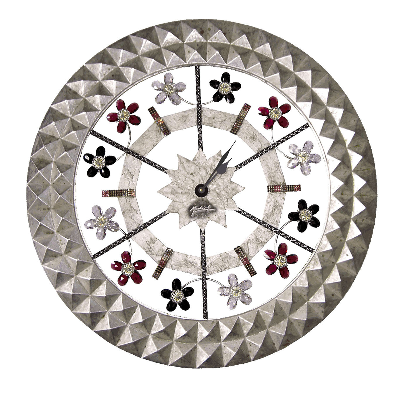 Reloj de Pared Redondo Floral Plateado - Vista principal