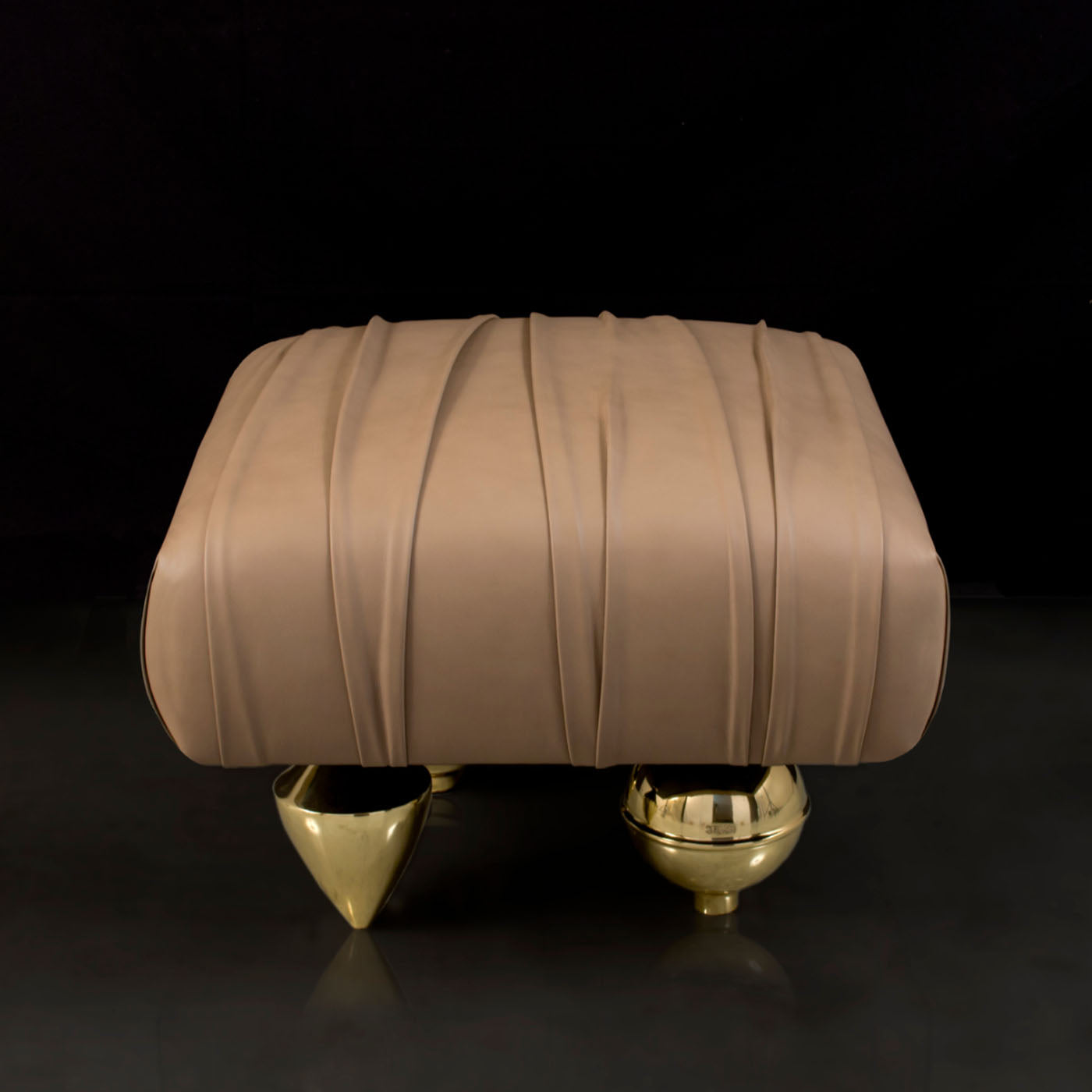 Pouf in Pelle Beige Il Pezzo 1 - Vista alternativa 2