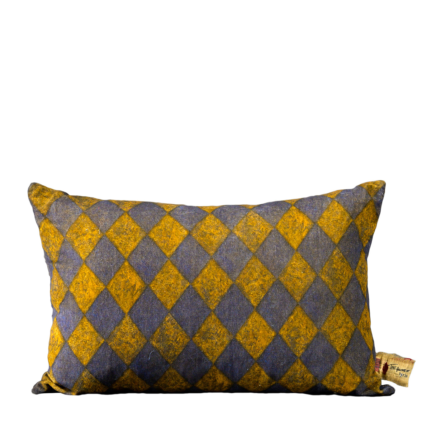 Pungitopo Rectangular Diamond-Patterned Yellow & Blue Velvet Cus - Main view