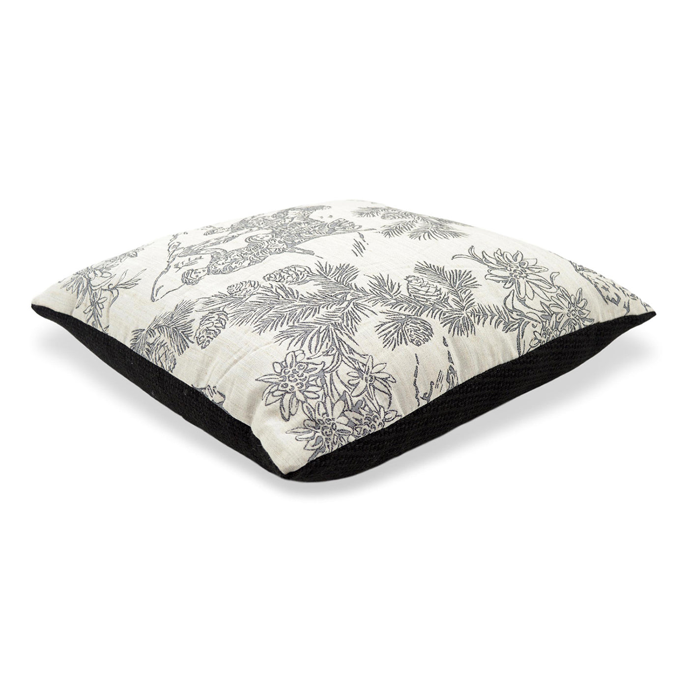Black and White Carré Cushion in toile de jouy jacquard fabric - Alternative view 1