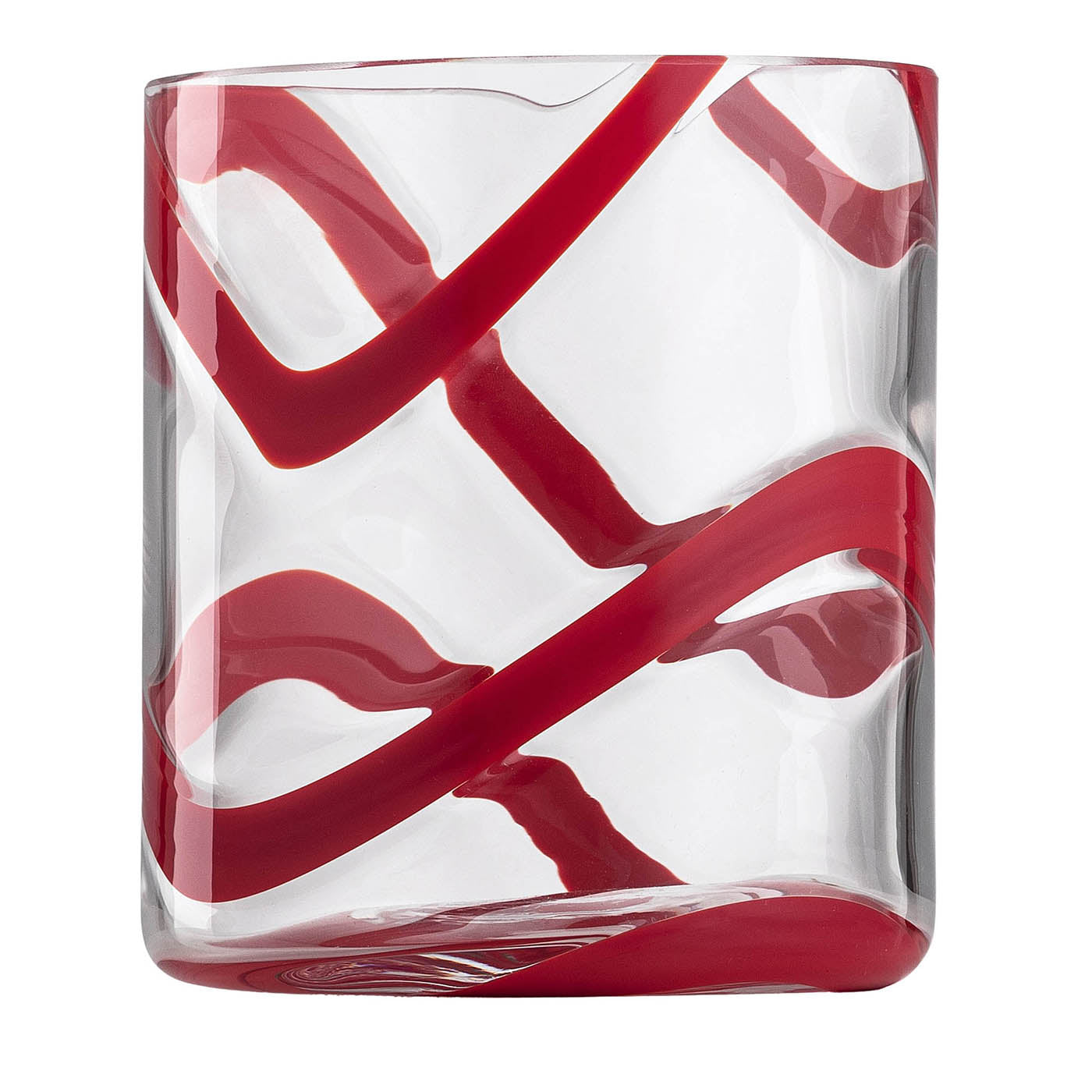 Cyrcus Esse Red & Transparent Murano Glass Tumbler Glass - Main view