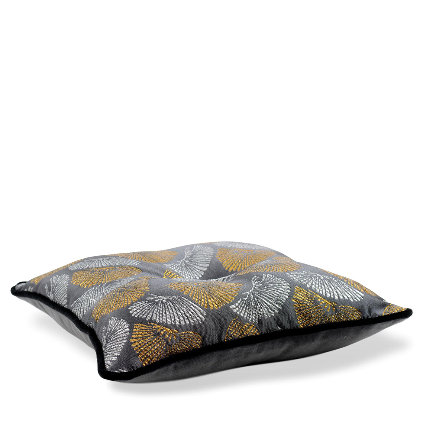 Gold and Silver Carrè Cushion in Bloom Jacquard Fabric - Alternative view 2