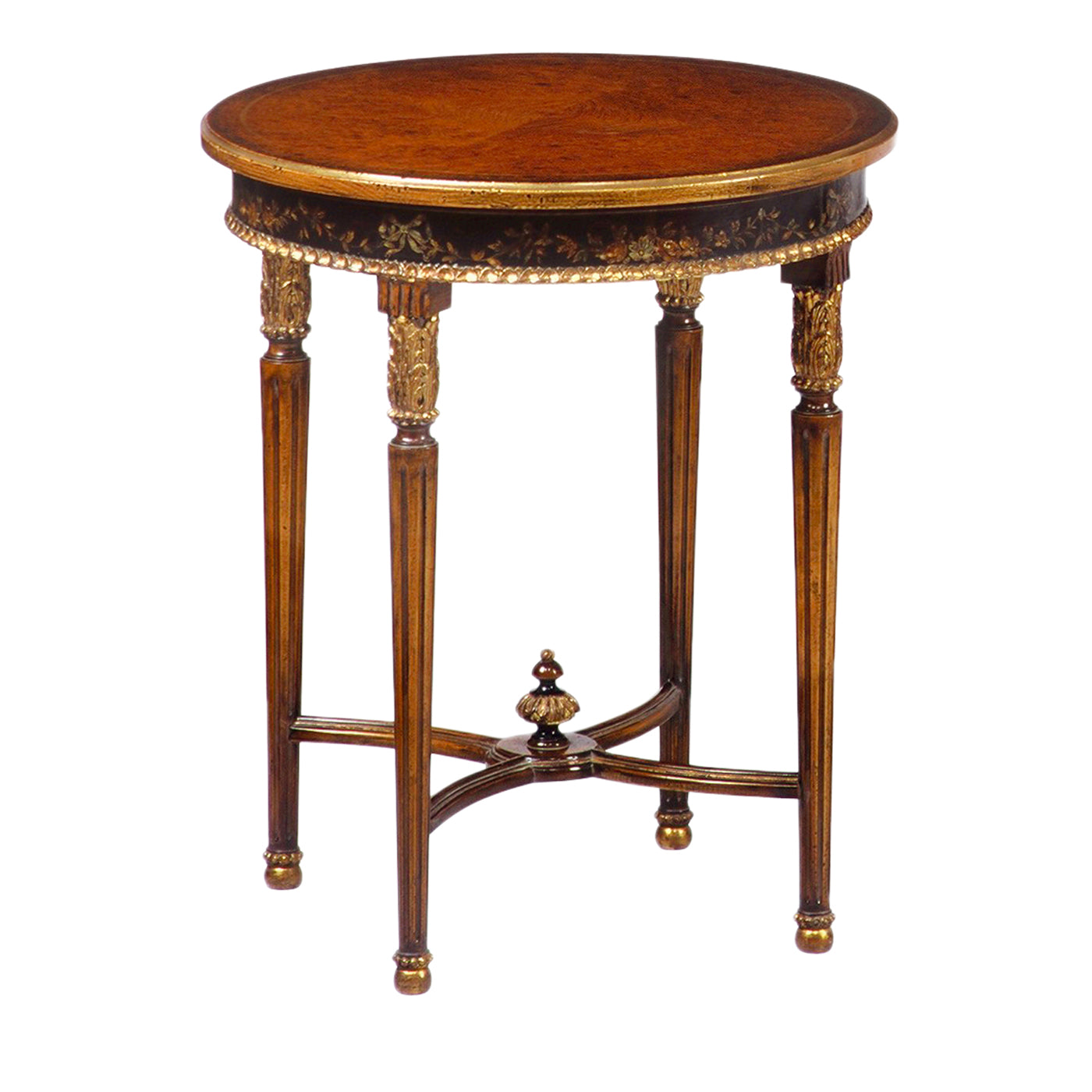 Table d'appoint ronde noire de style Louis XVI - Vue principale