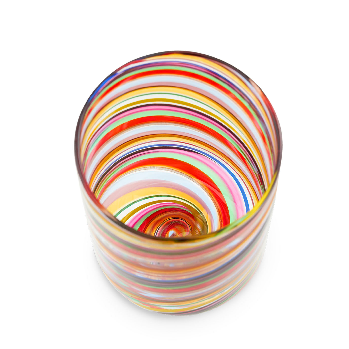 Rainbow Swirl Set of 2 Mouth-Blown Multicolor Water Tumblers  - Alternative view 1