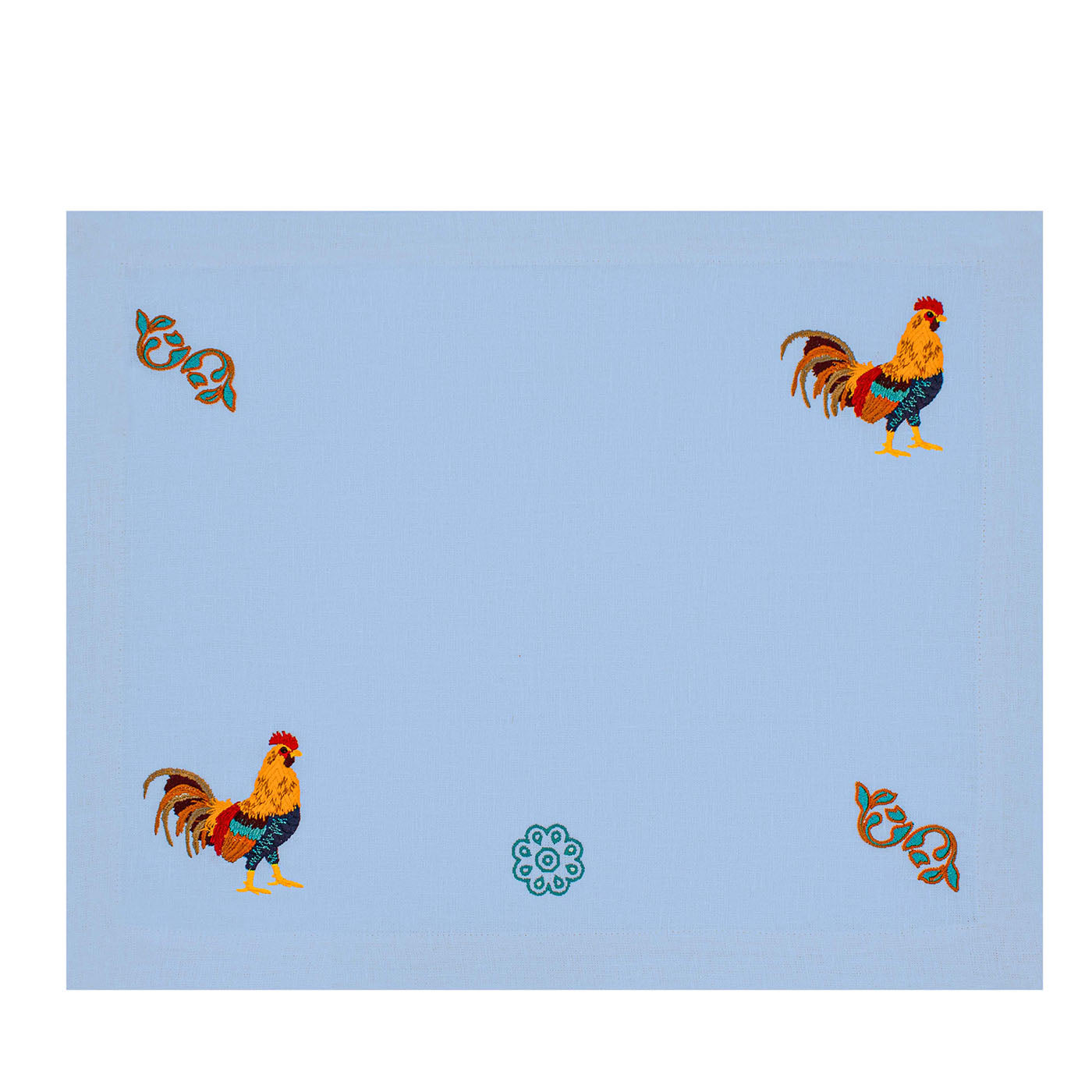 Gallo Multicolore Set of 2 Embroidered Azure Table Mats - Vue principale