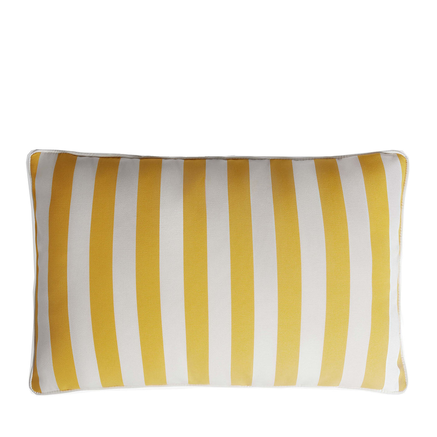 Happy Striped White and Yellow Outdoor Pillow - Main view