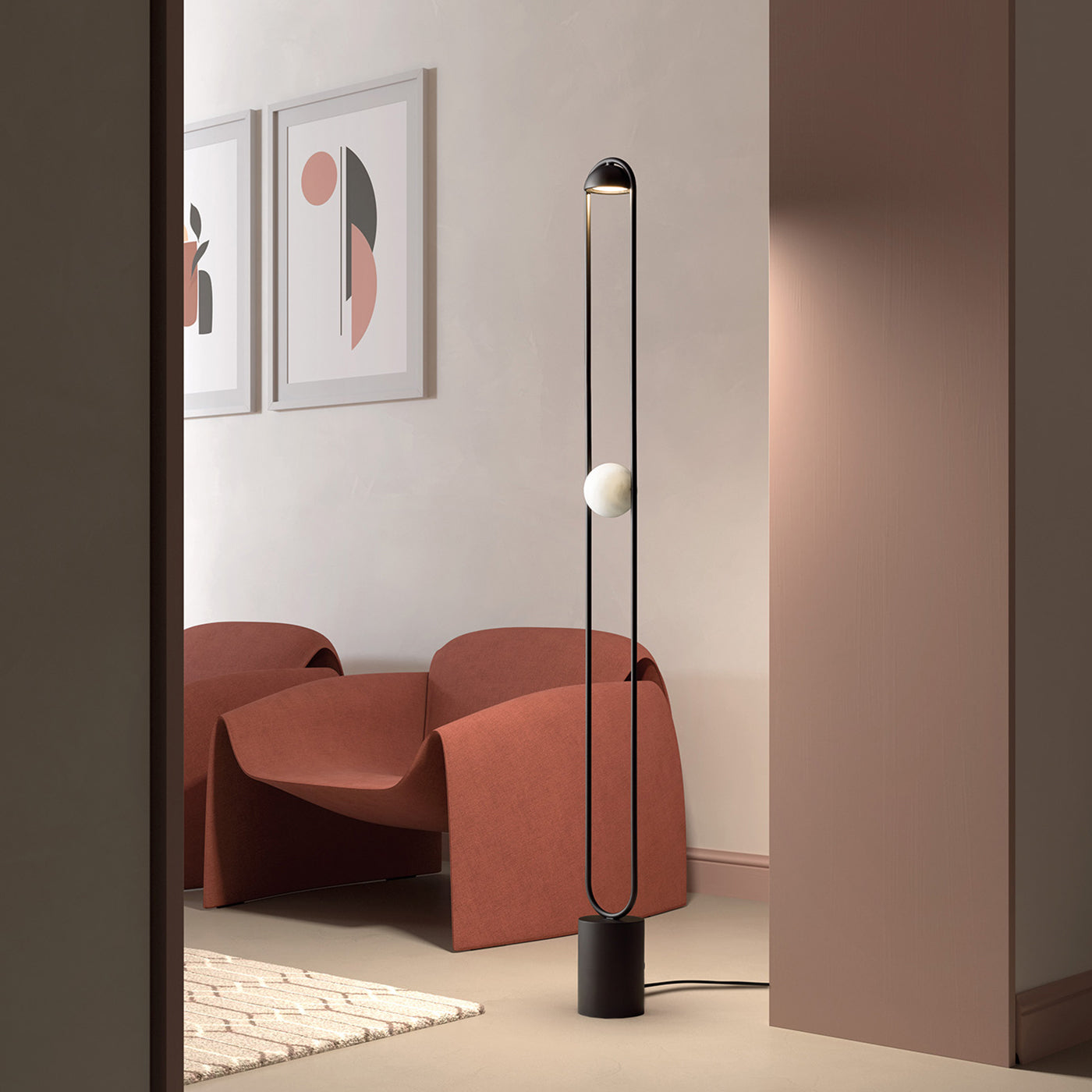 Luppiter Alabaster Black And Galvanized Metal Floor Lamp - Alternative view 1