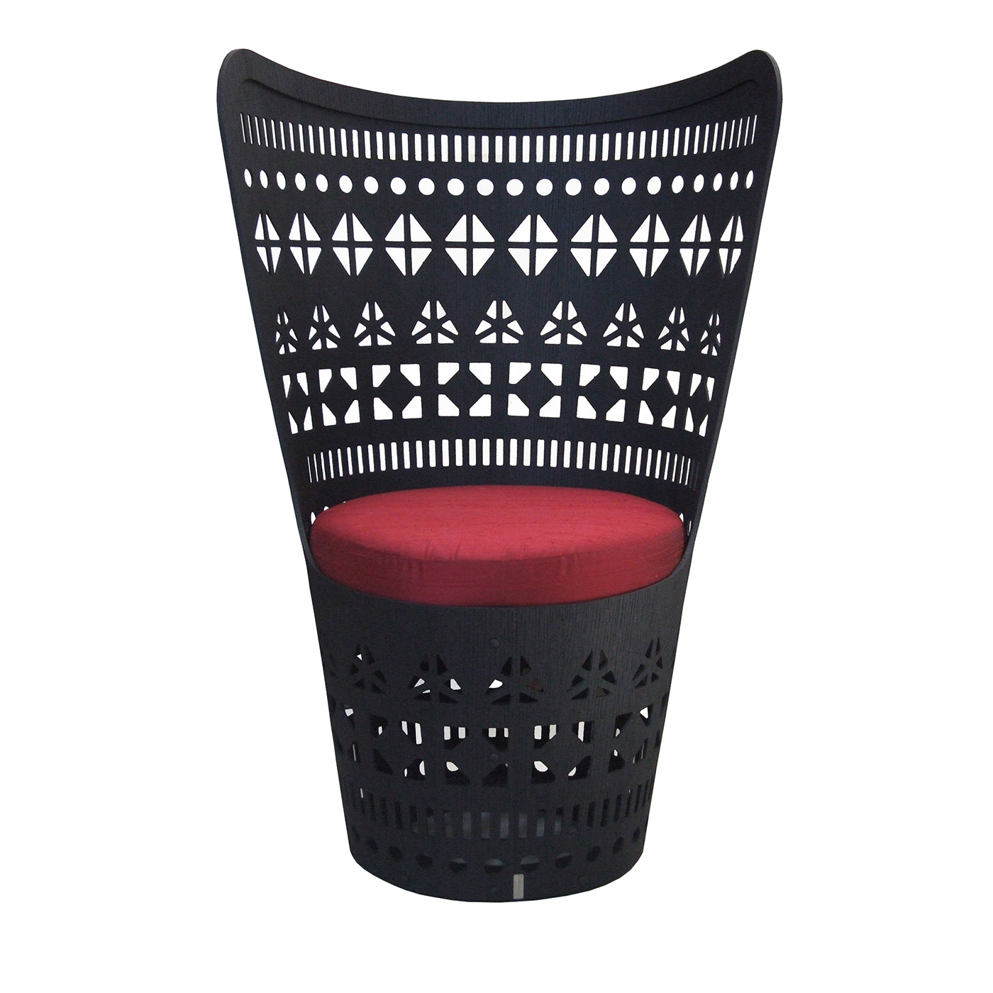 Dogon SH brown plywood with red fabric cushion armchair - Main view