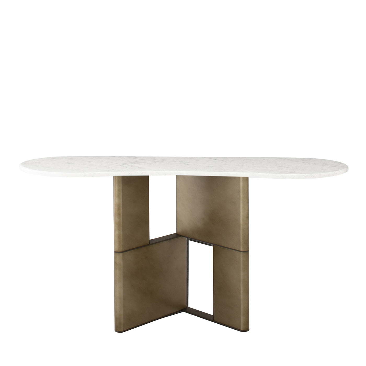 Tetris Table with Marble Top & Wood Bronze Lacquered Legs  - Main view