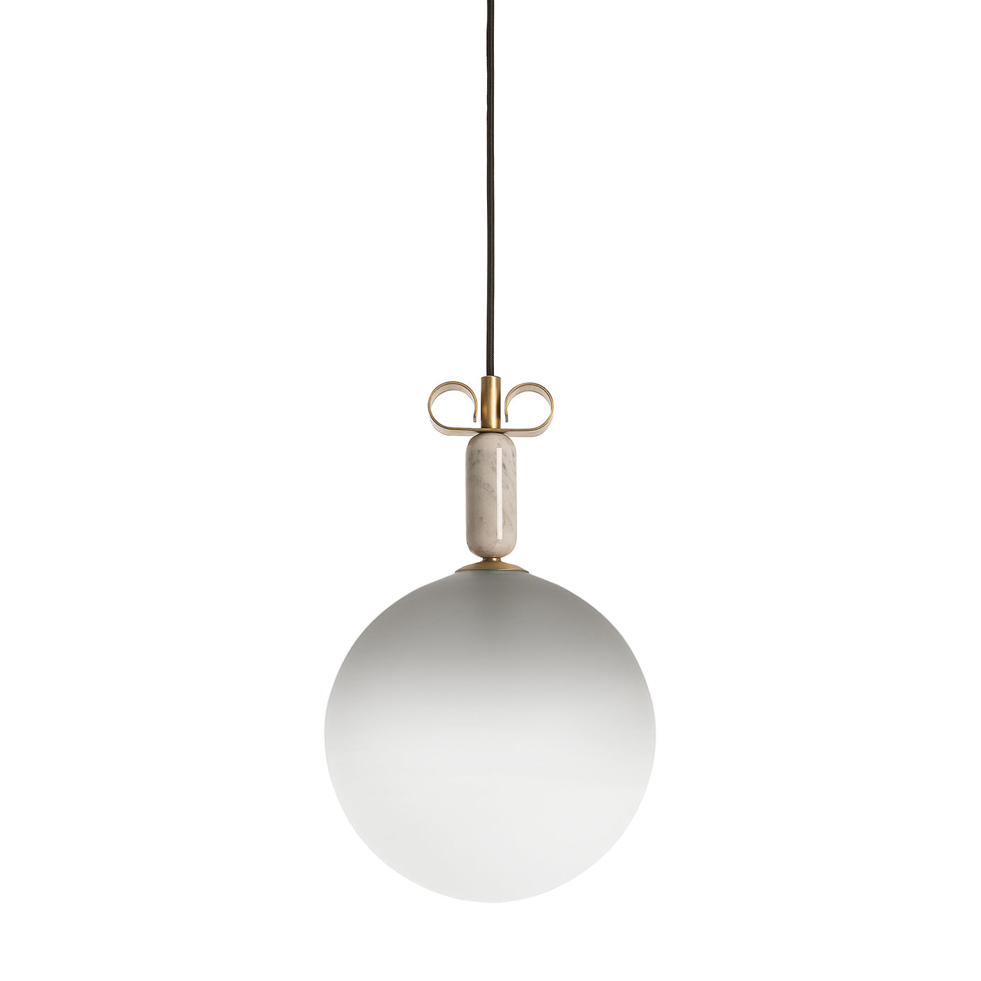 Lampe pendante Bon Ton en verre gris et marbre blanc en laiton naturel - Vue principale