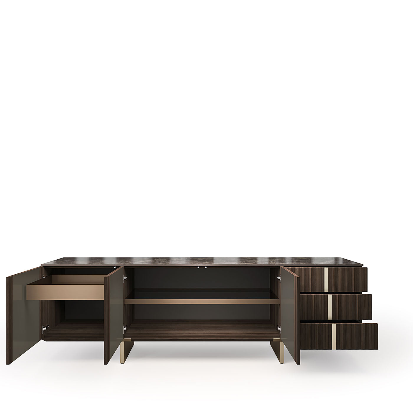 Solferino Metallic Peltro Wood With Gres Emperador Top Sideboard - Alternative view 4