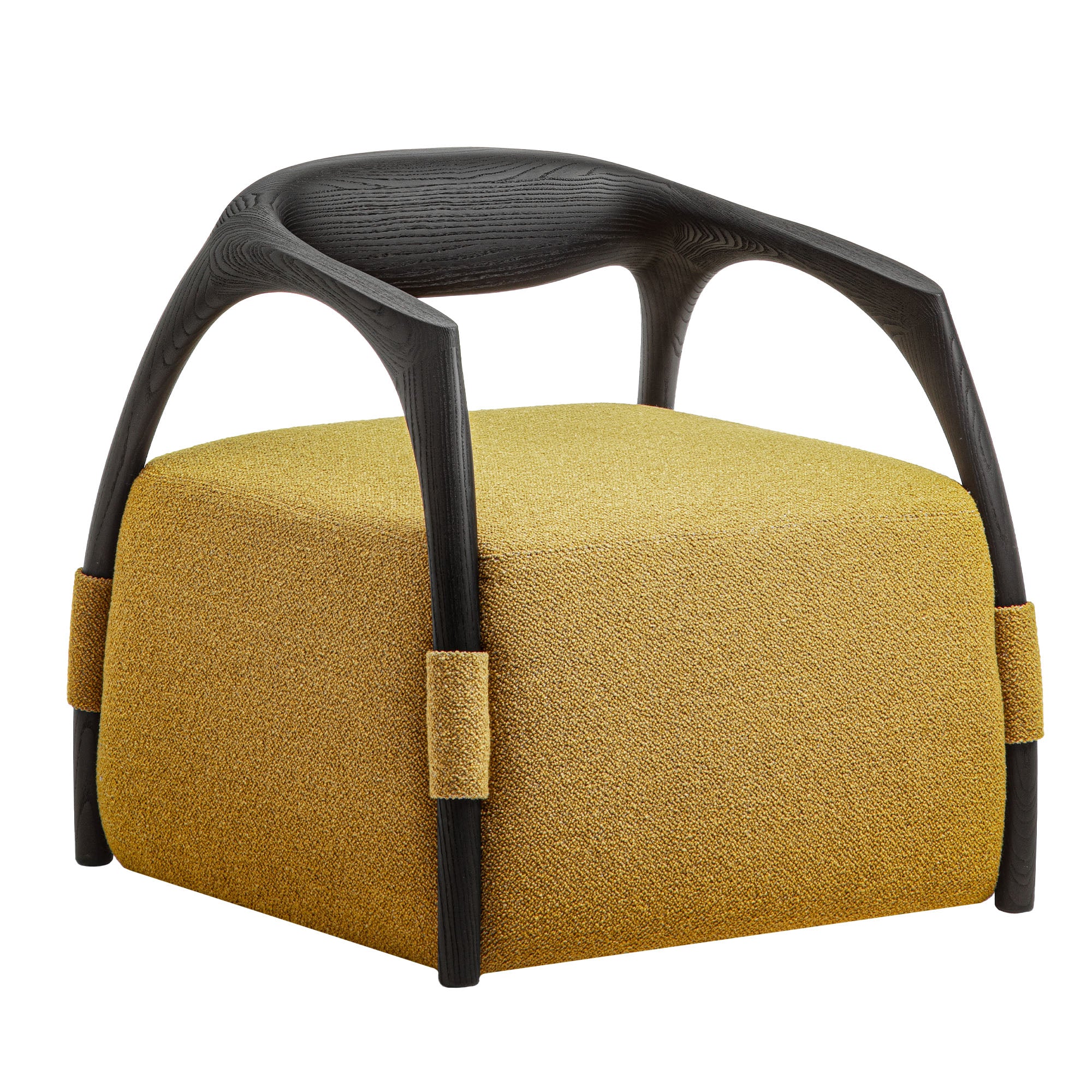 Chassis Black Ash Solid Wood Armchair & Yellow Fabric Upholstery - Main view