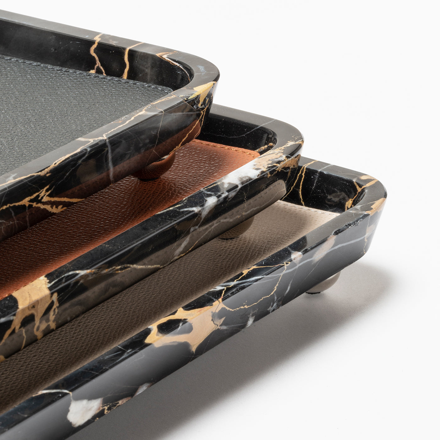 Monza Leather &amp; Marble Rectangular Large Valet Trays #4 - Vista alternativa 1