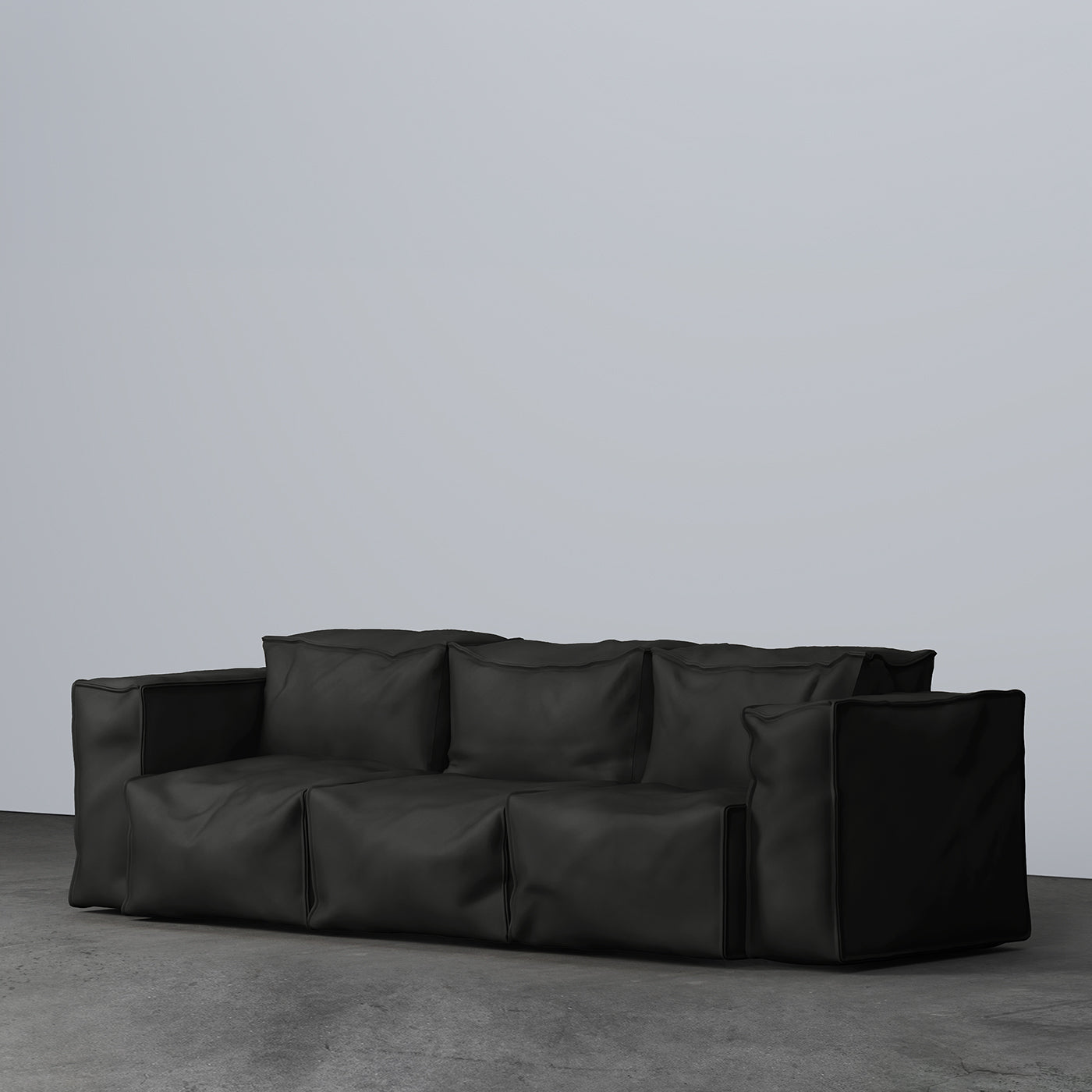 Sibylia Schwarzes Ledersofa - Alternative Ansicht 1