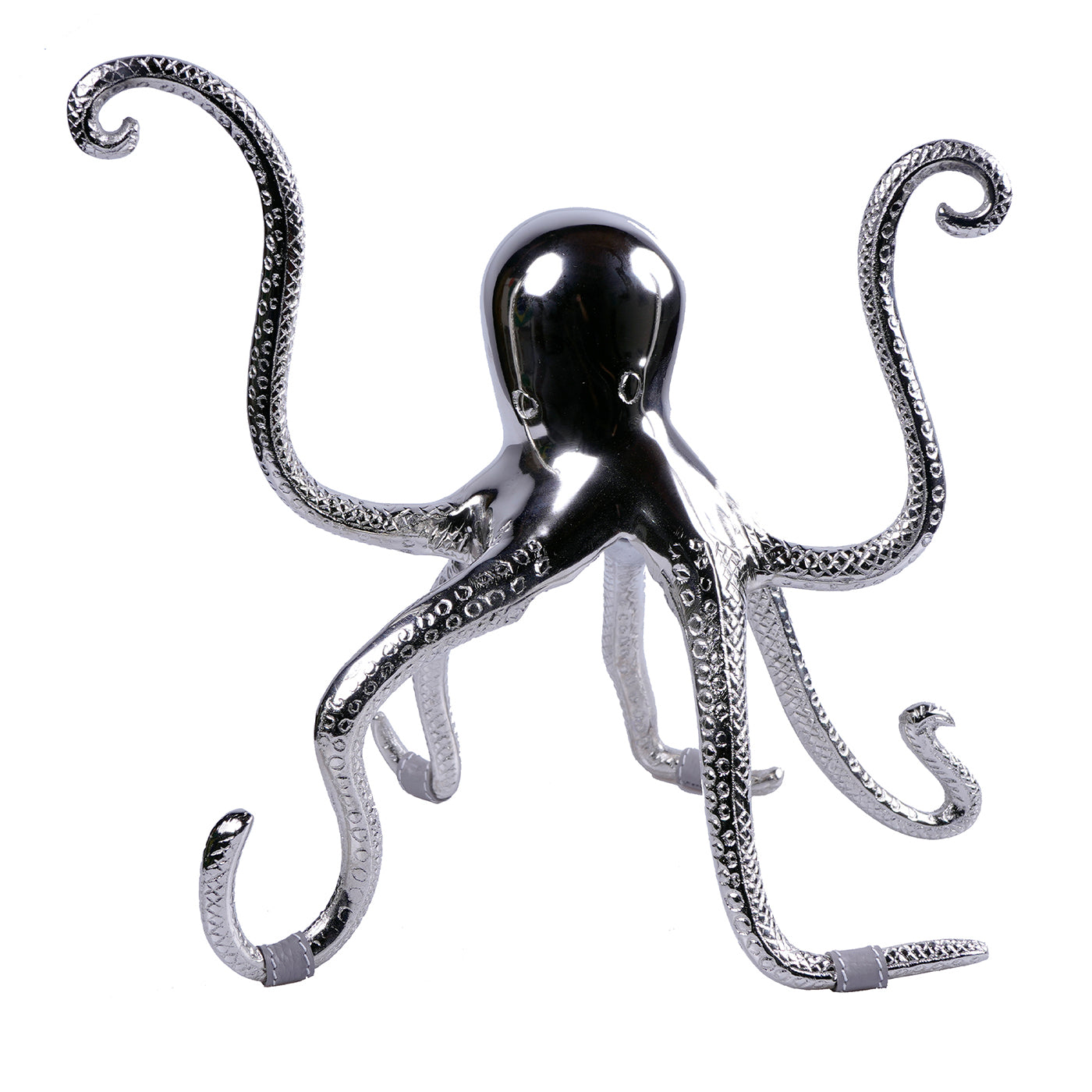Oktopus-Skulptur mit grauen Öko-Leder-Einsätzen - Hauptansicht
