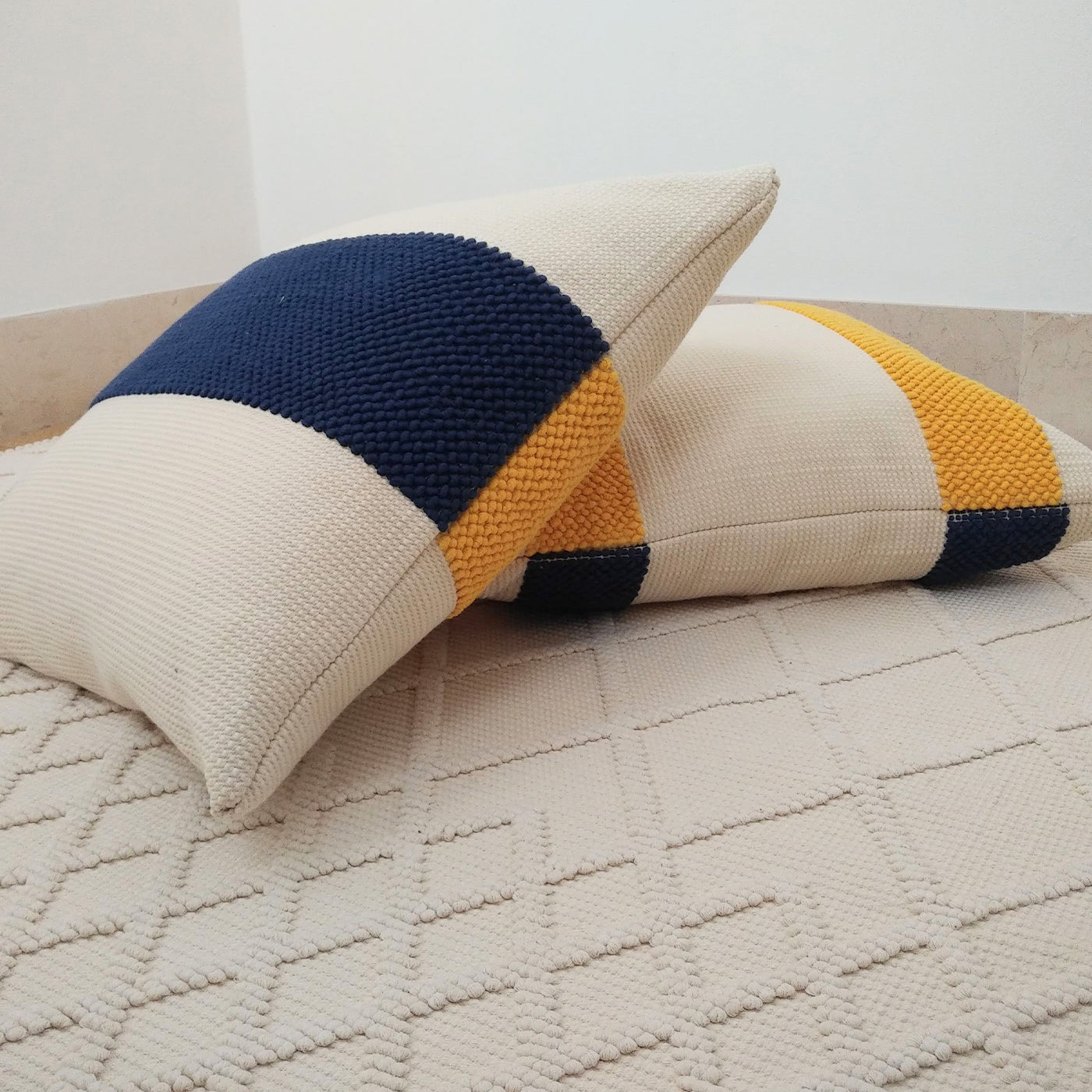 Ecru, Blue, and Yellow Cushion - Alternative view 1