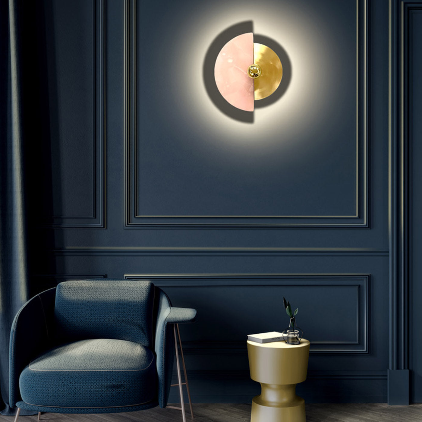 "Levante" Wall Sconce in Satin Brass and Pink Onyx - Alternative view 5