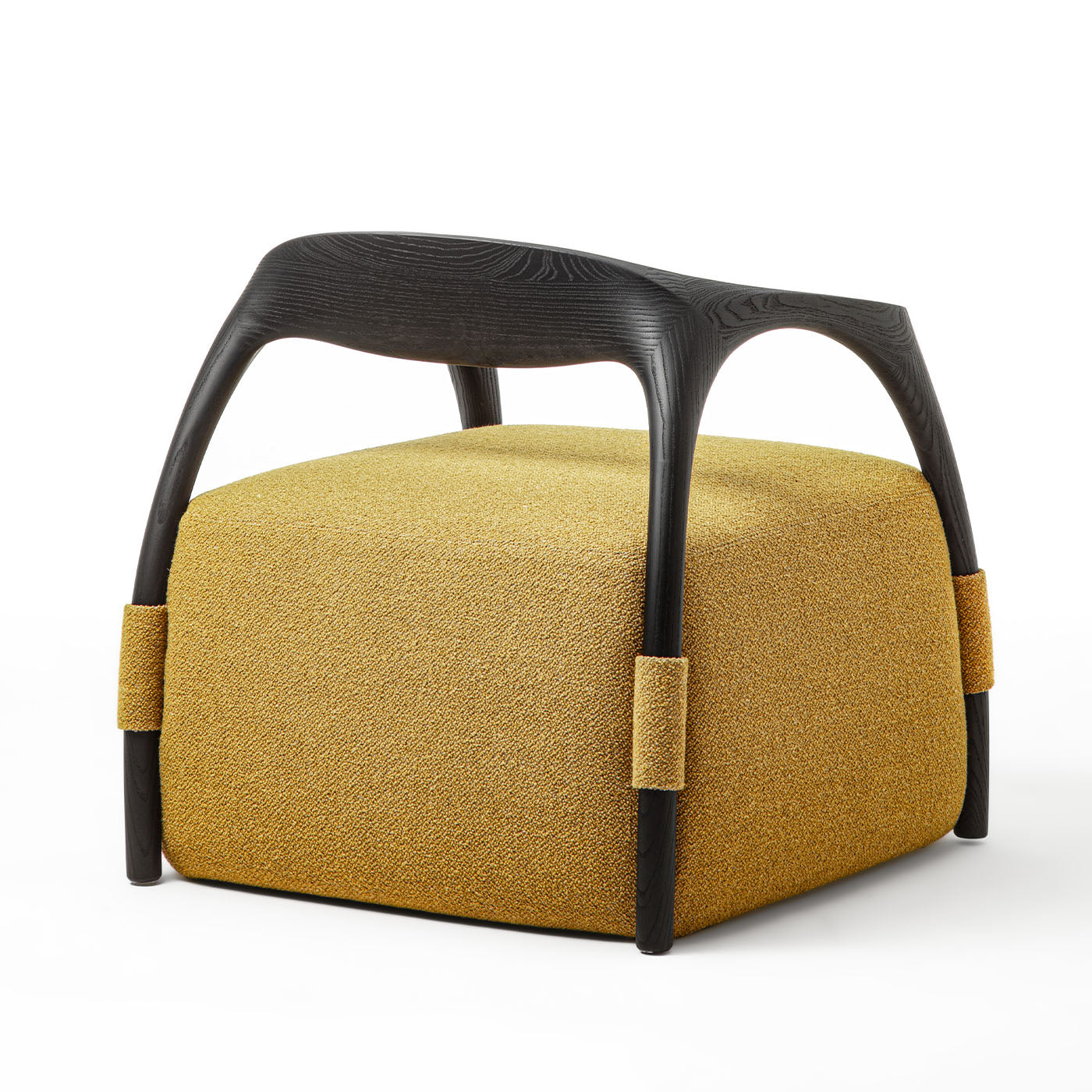 Chassis Fauteuil en bois massif de frêne noir et tapisserie d'ameublement en tissu jaune - Vue alternative 1