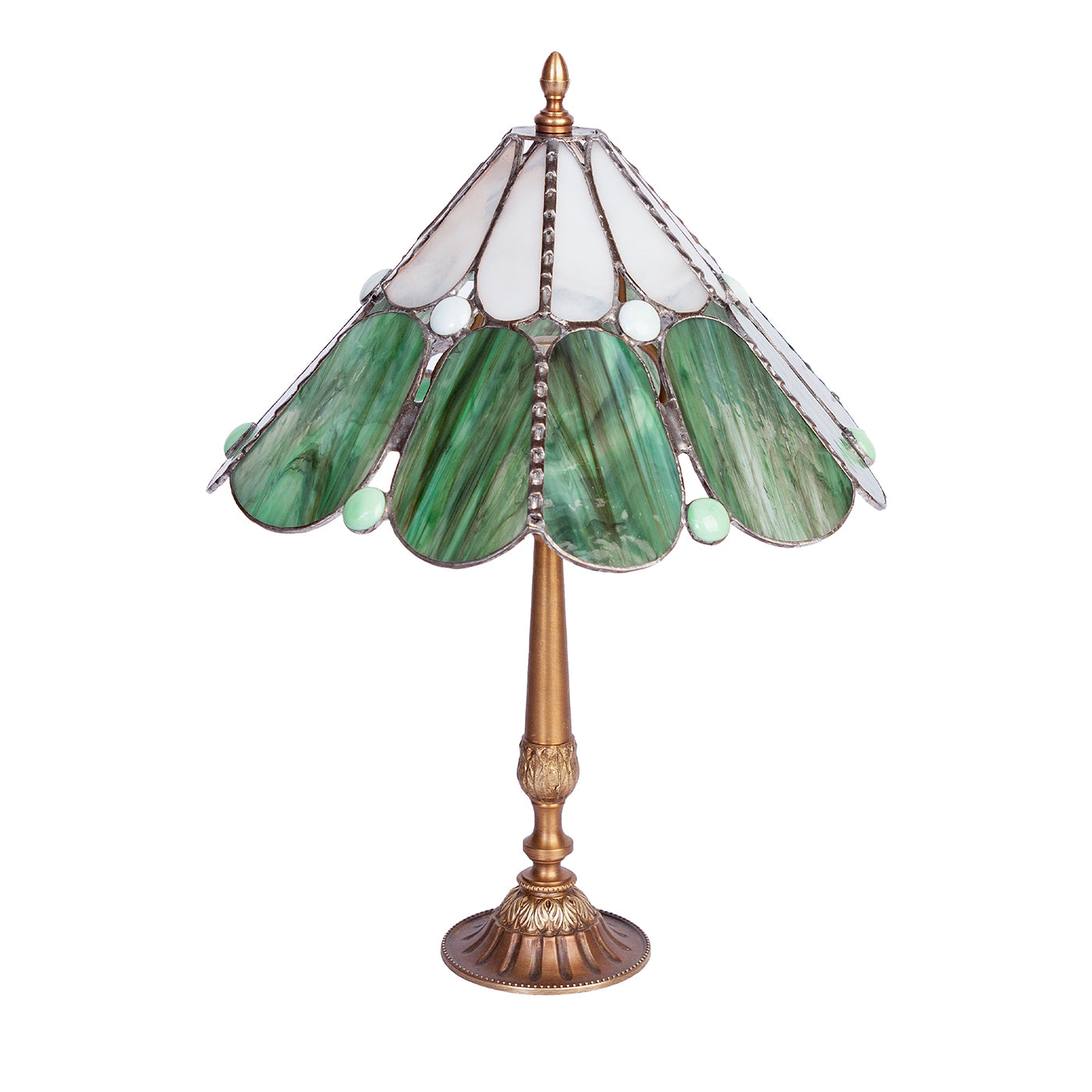 Lampada da tavolo in vetro verde e bianco Tiffany Preziosa - Vista principale