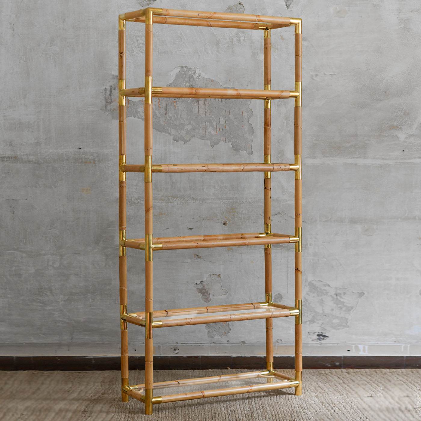 Light Bamboo With Brass Fittings Bookcase - Alternative view 1