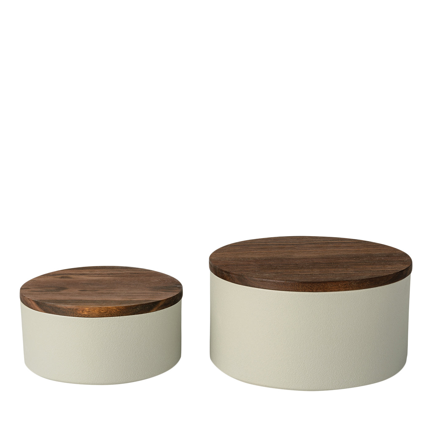 Lote de 2 recipientes de cerámica con tapa de madera  - Vista principal